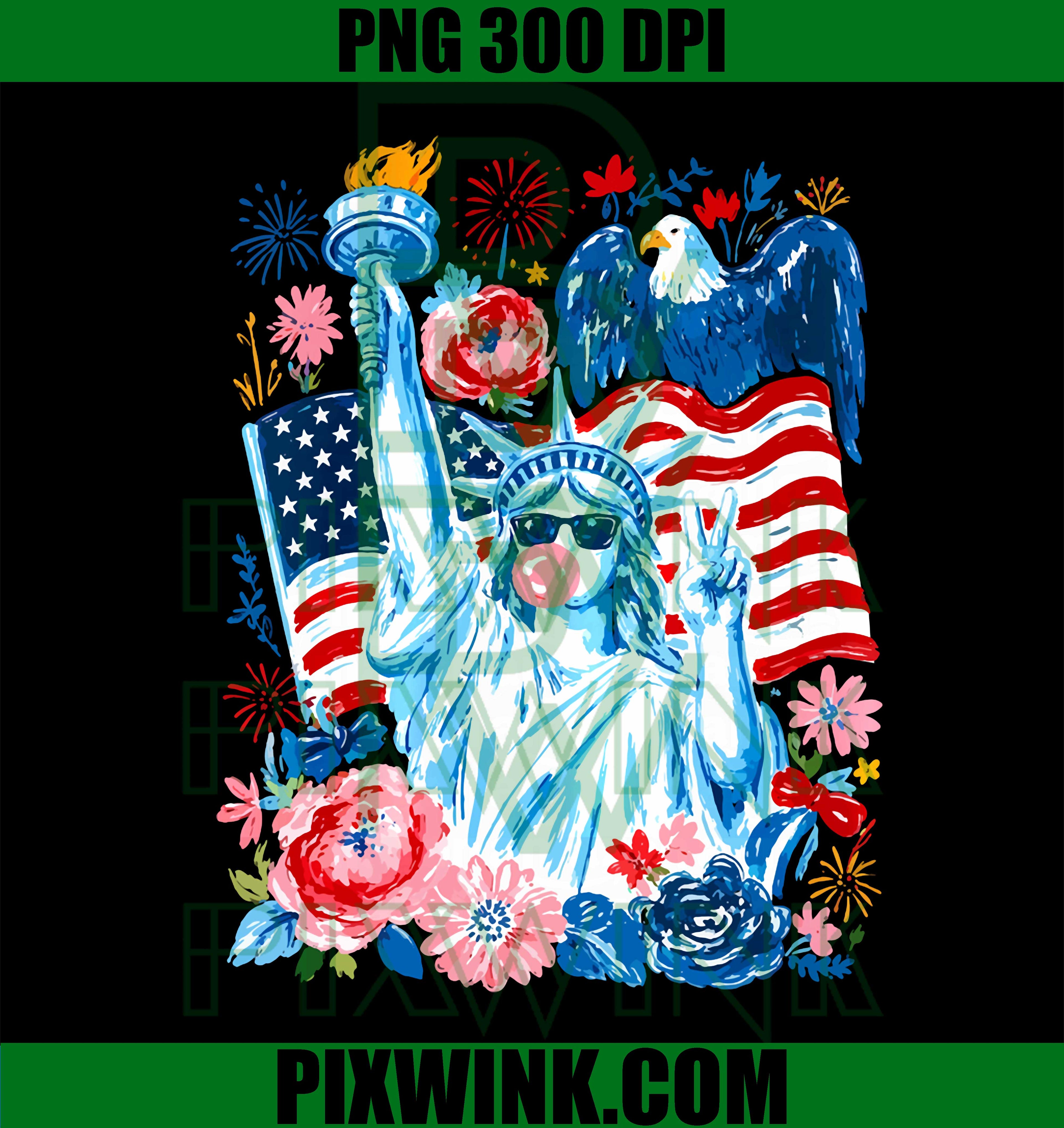 Brushstroke Statue Of Liberty PNG, Blowing Bubble Gum 4th Of July PNG