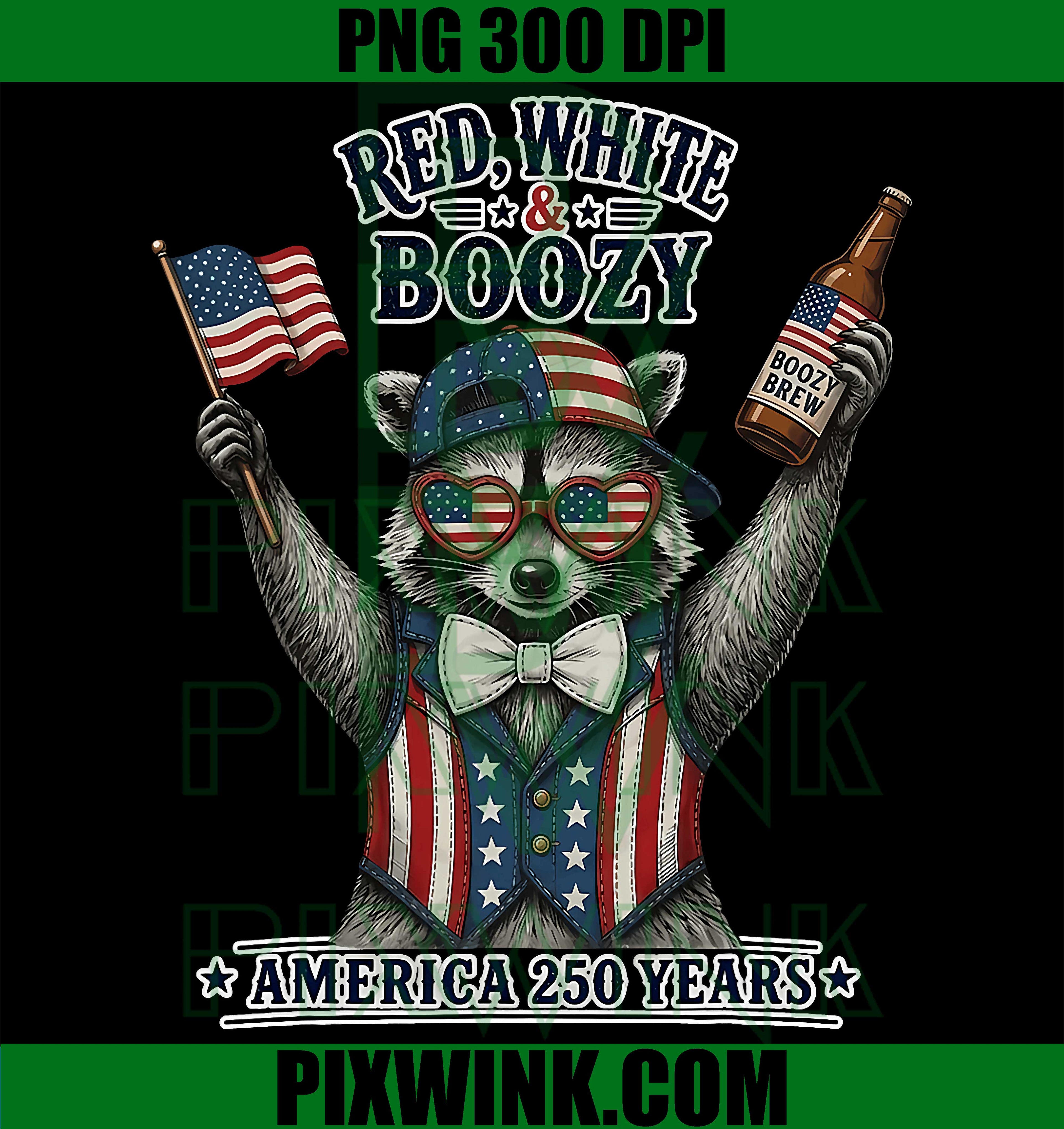Red White & Boozy Raccoon Retro US Flag PNG, Happy 4th Of July PNG