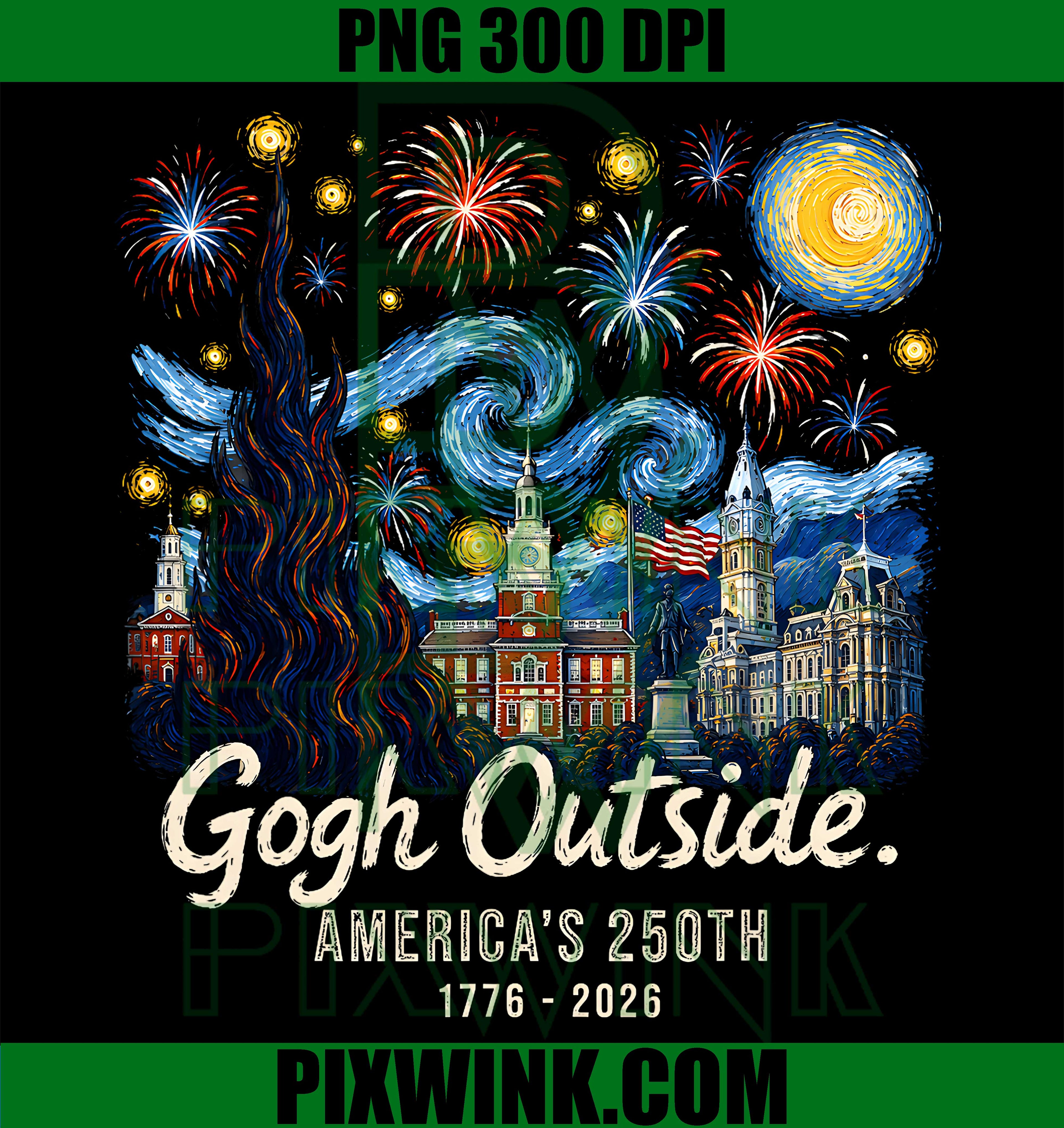 Gogh Outside America PNG, Starry Night USA 1776 2026 PNG