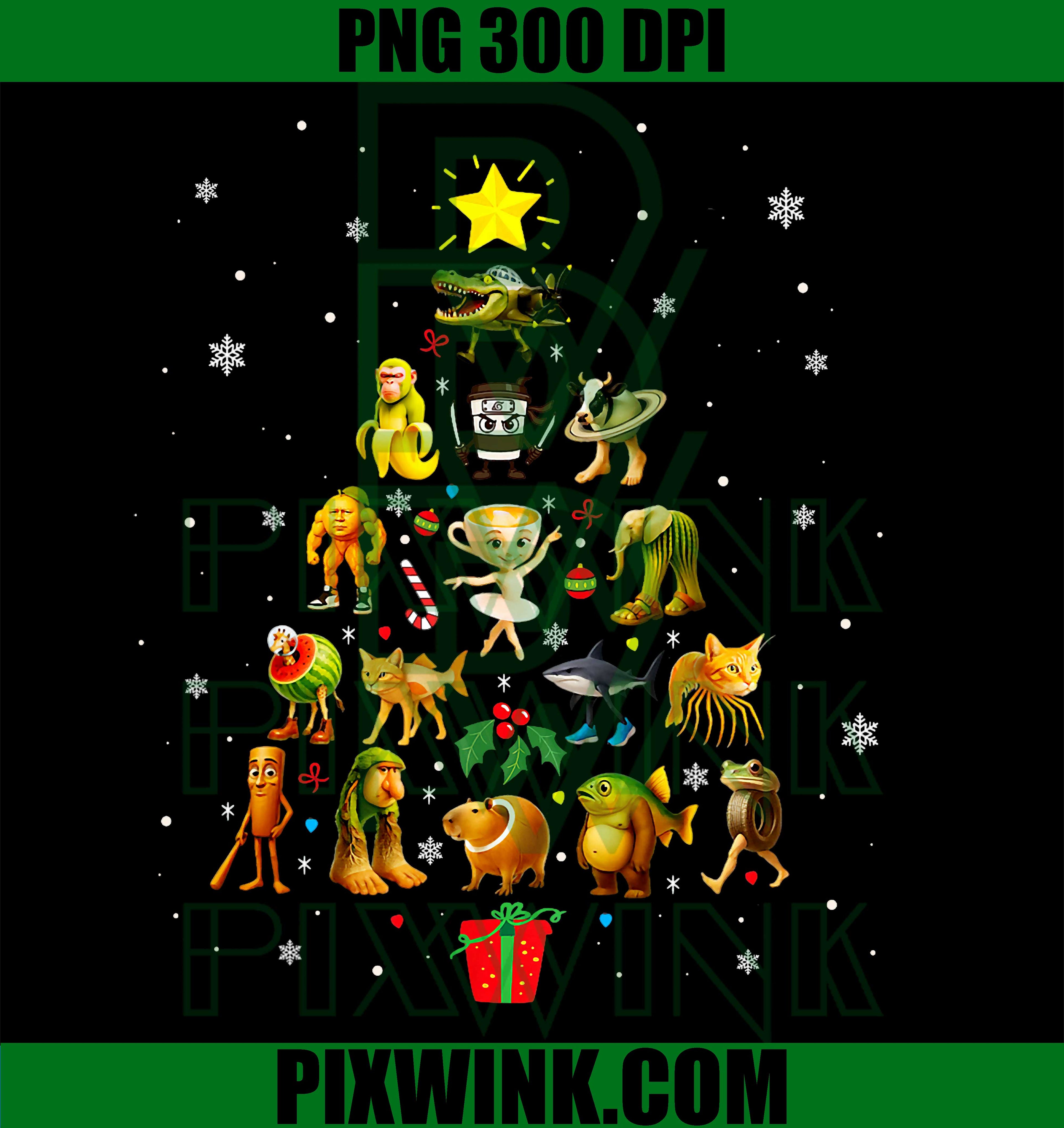 Italian Brainrot Meme Christmas Tree, Brain Rot Xmas Holiday PNG