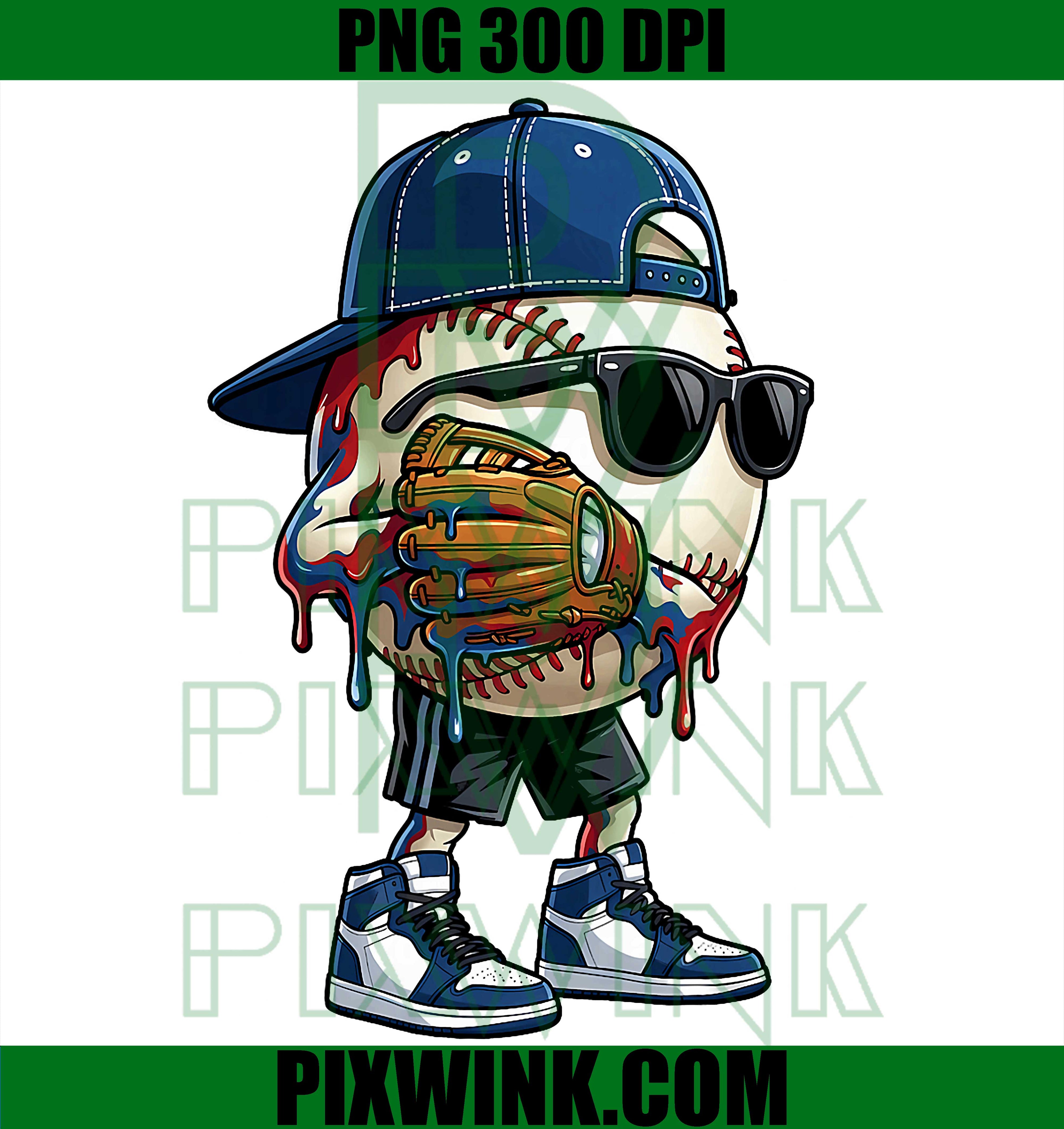 Ice Cream Baseball Drip PNG, Dripping Baseball Kid PNG