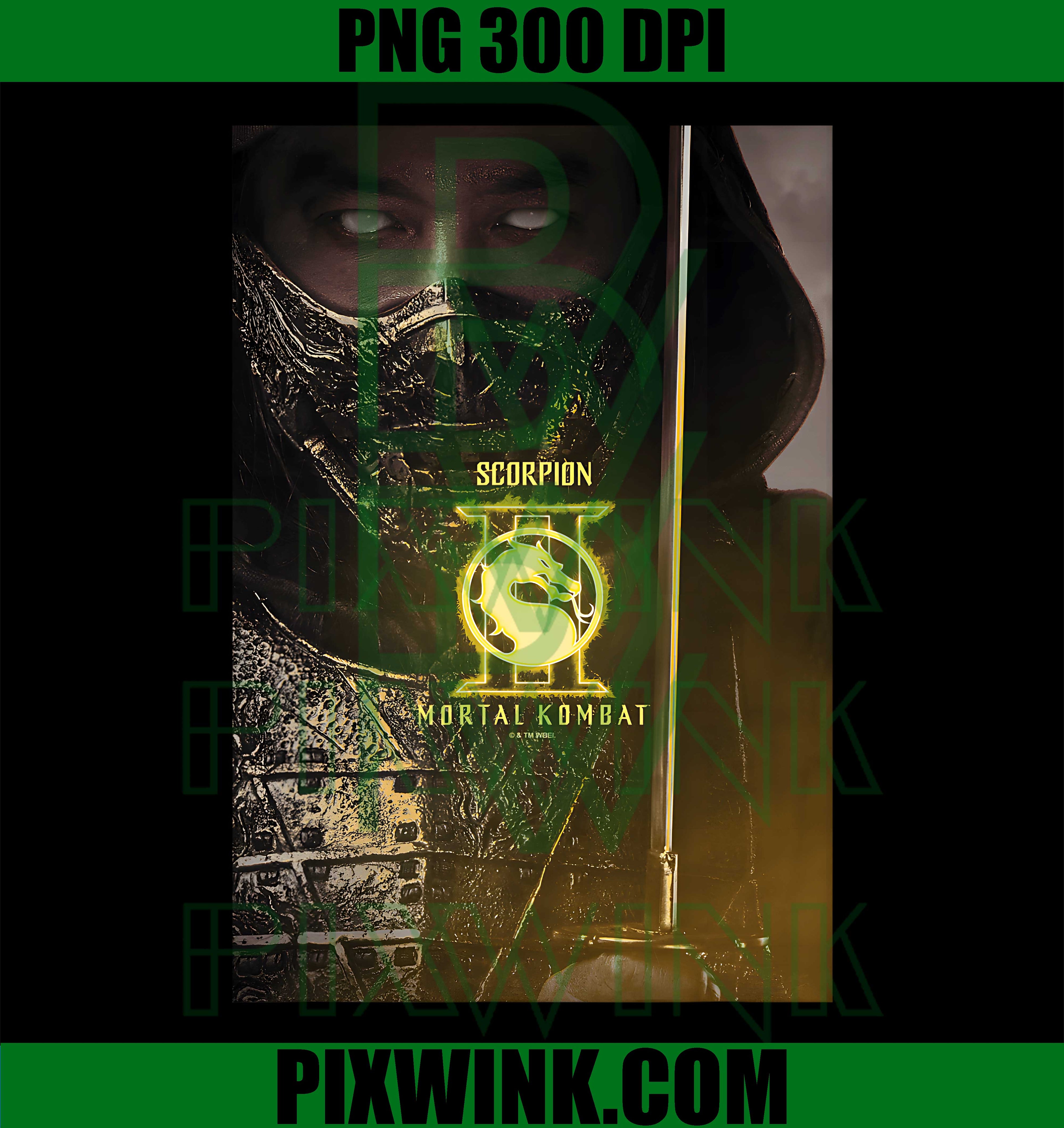 Mortal Kombat 2 Scorpion Character PNG, Retro Fighting Game Graphic PNG