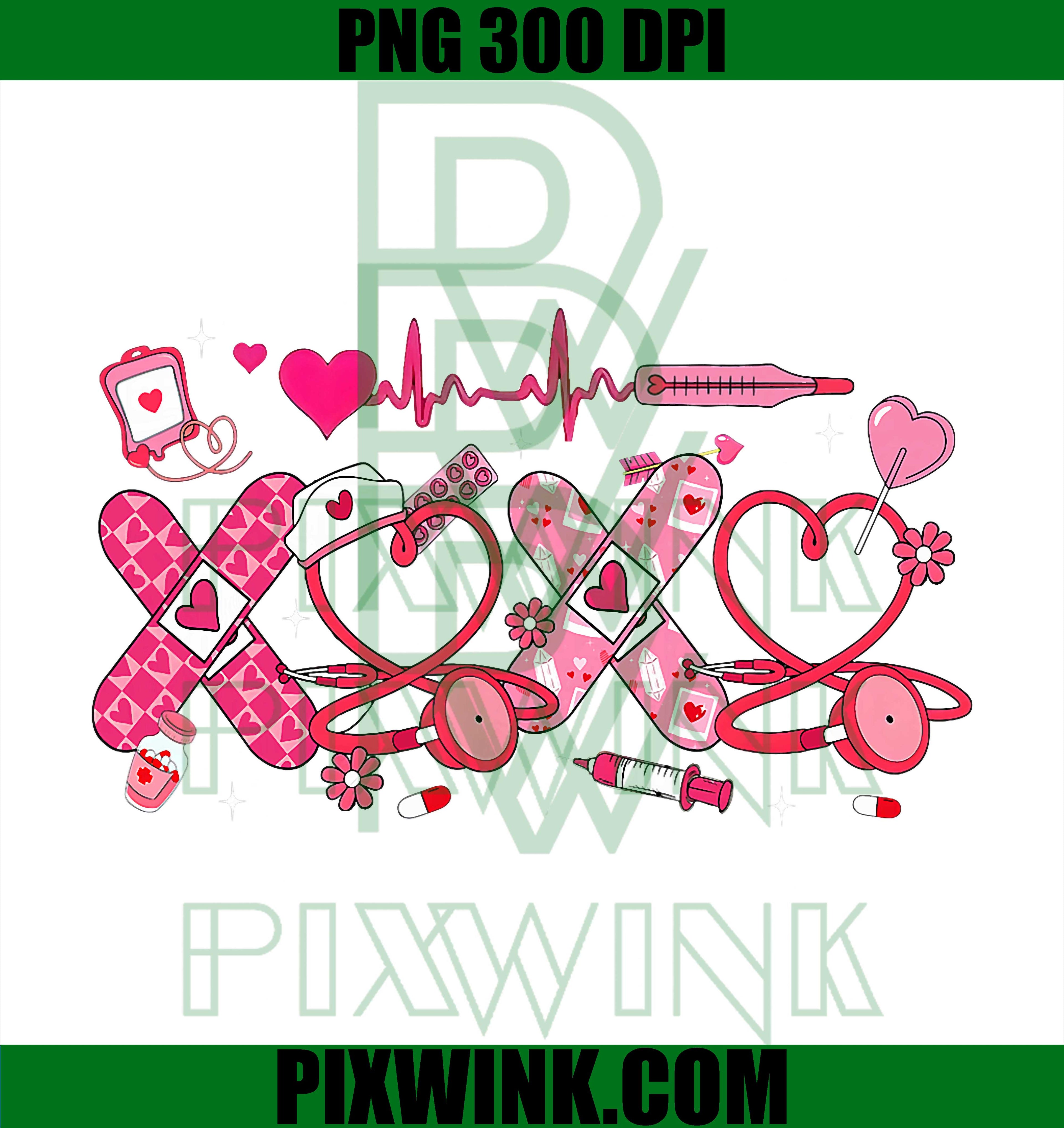 Valentine Nurse XOXO Stethoscope RN PCT CNA Nursing PNG