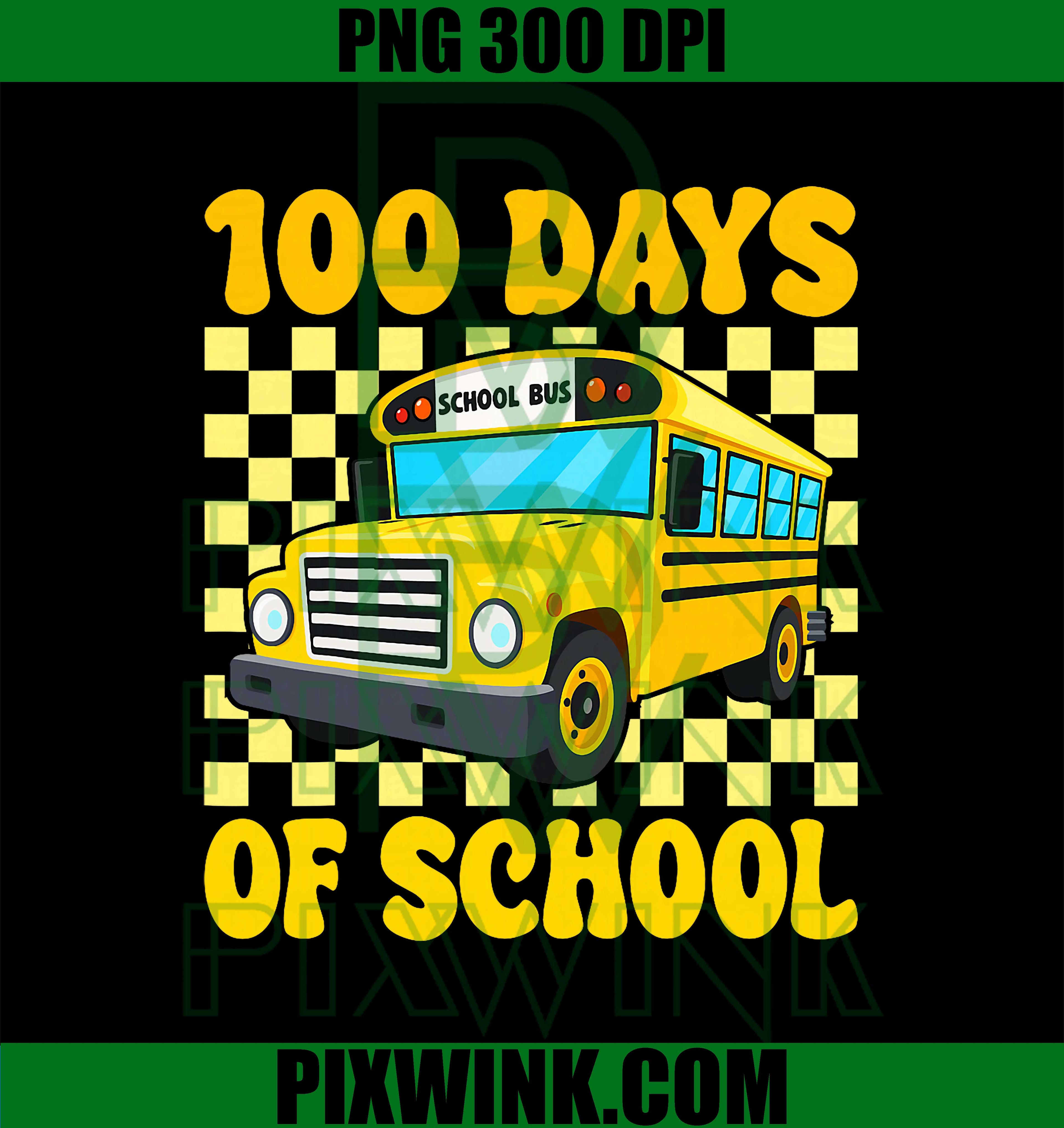 100 Days of School, Funny Students Bus 100th Day of School PNG