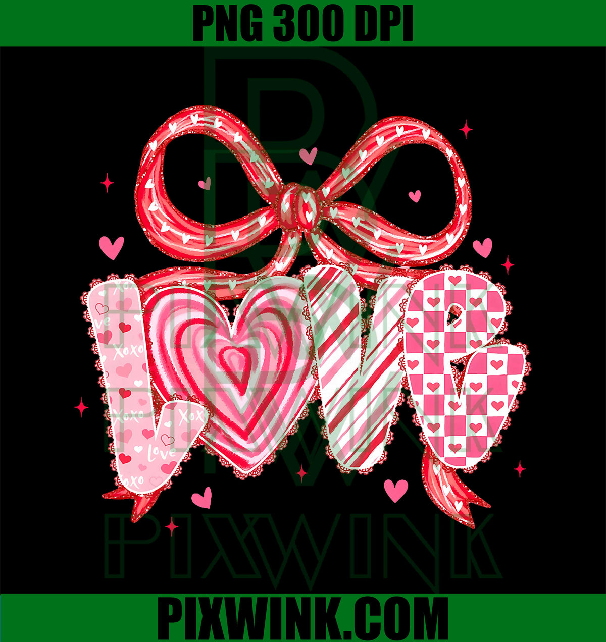 Happy Valentine Pink Coquette Bow Love Women PNG