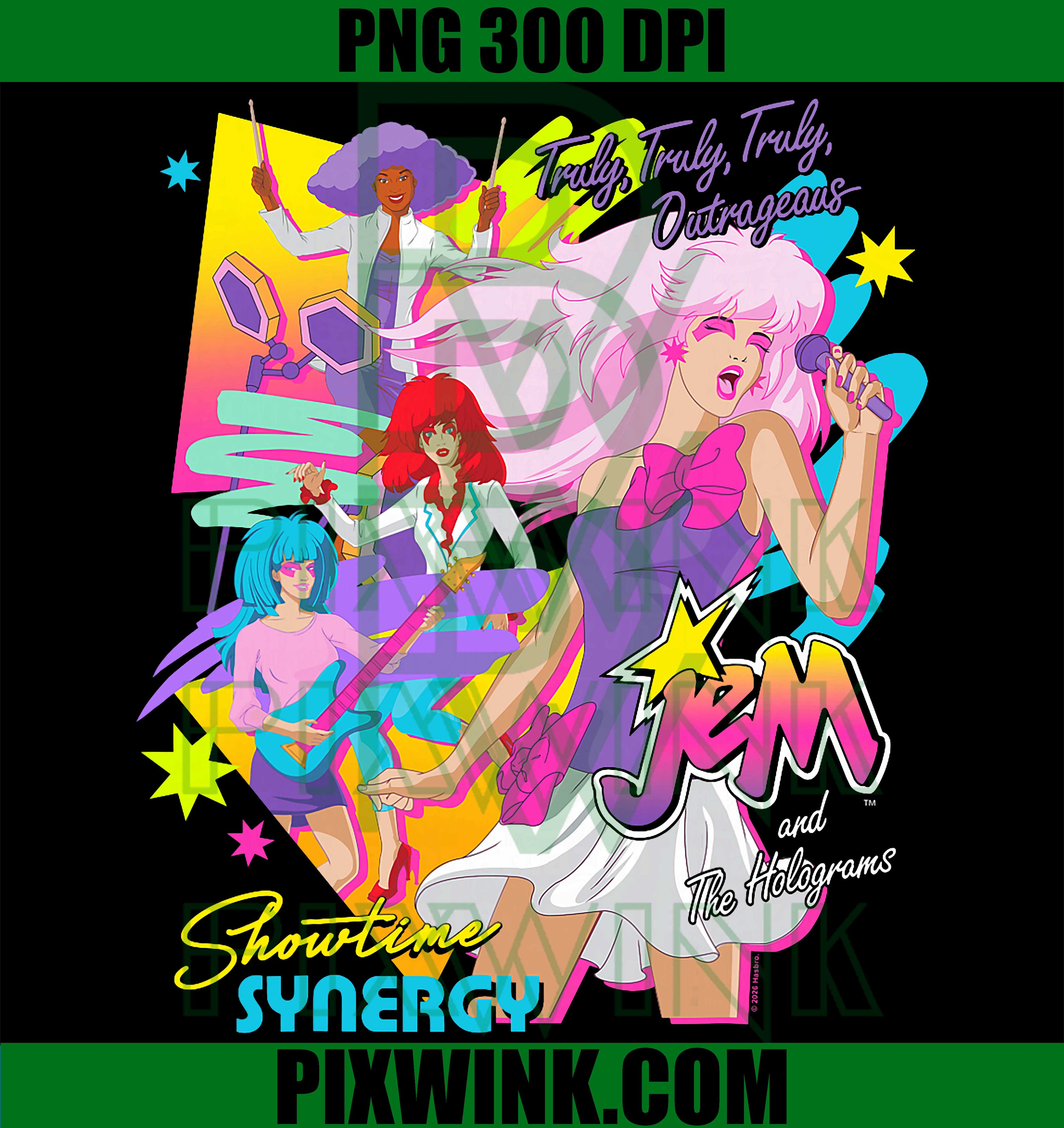 Jem Truly Outrageous PNG, Showtime Retro Cartoon PNG
