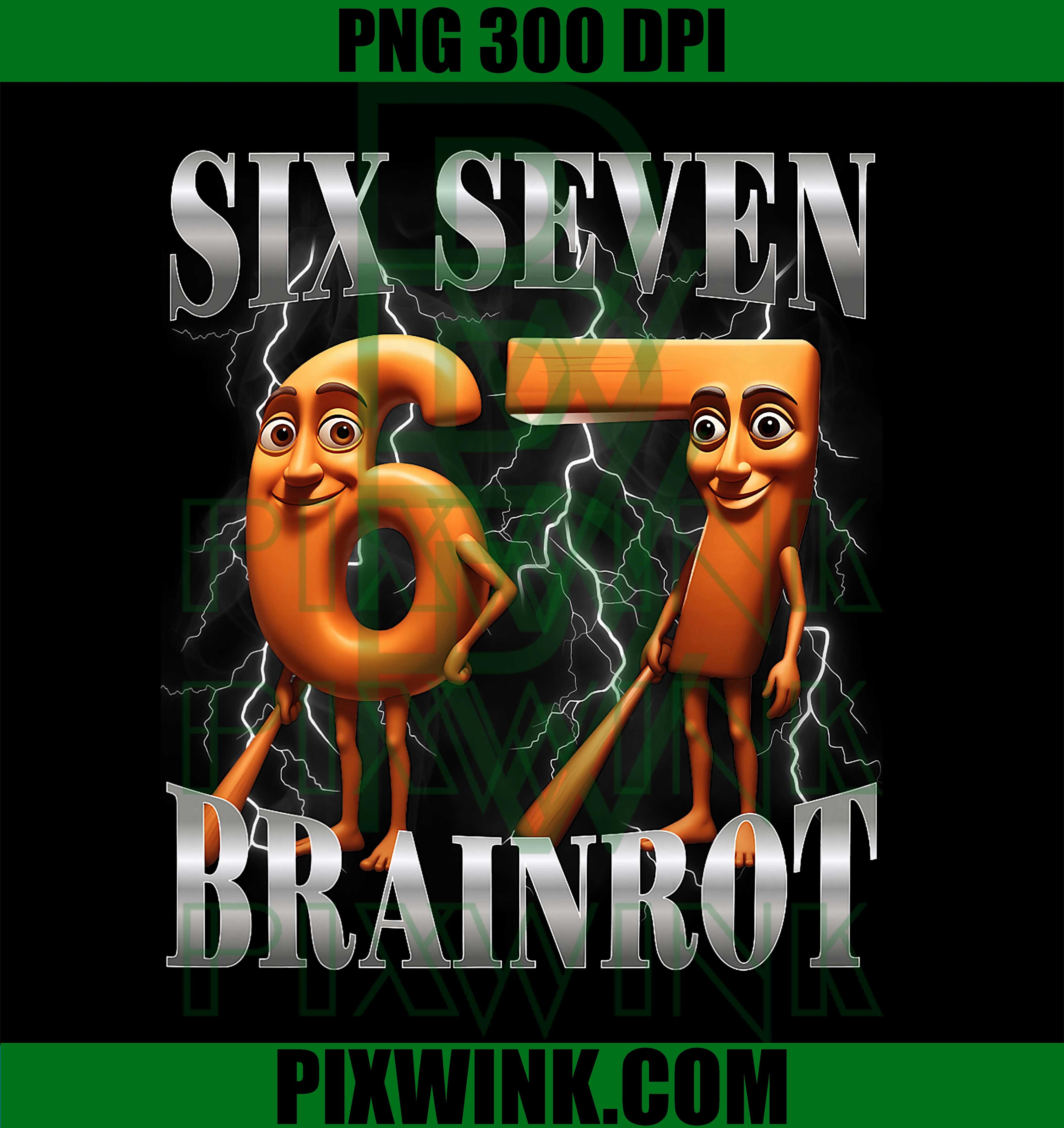 Funny 67 Italian Brainrot Tung Tung Sahur Six Seven Meme PNG