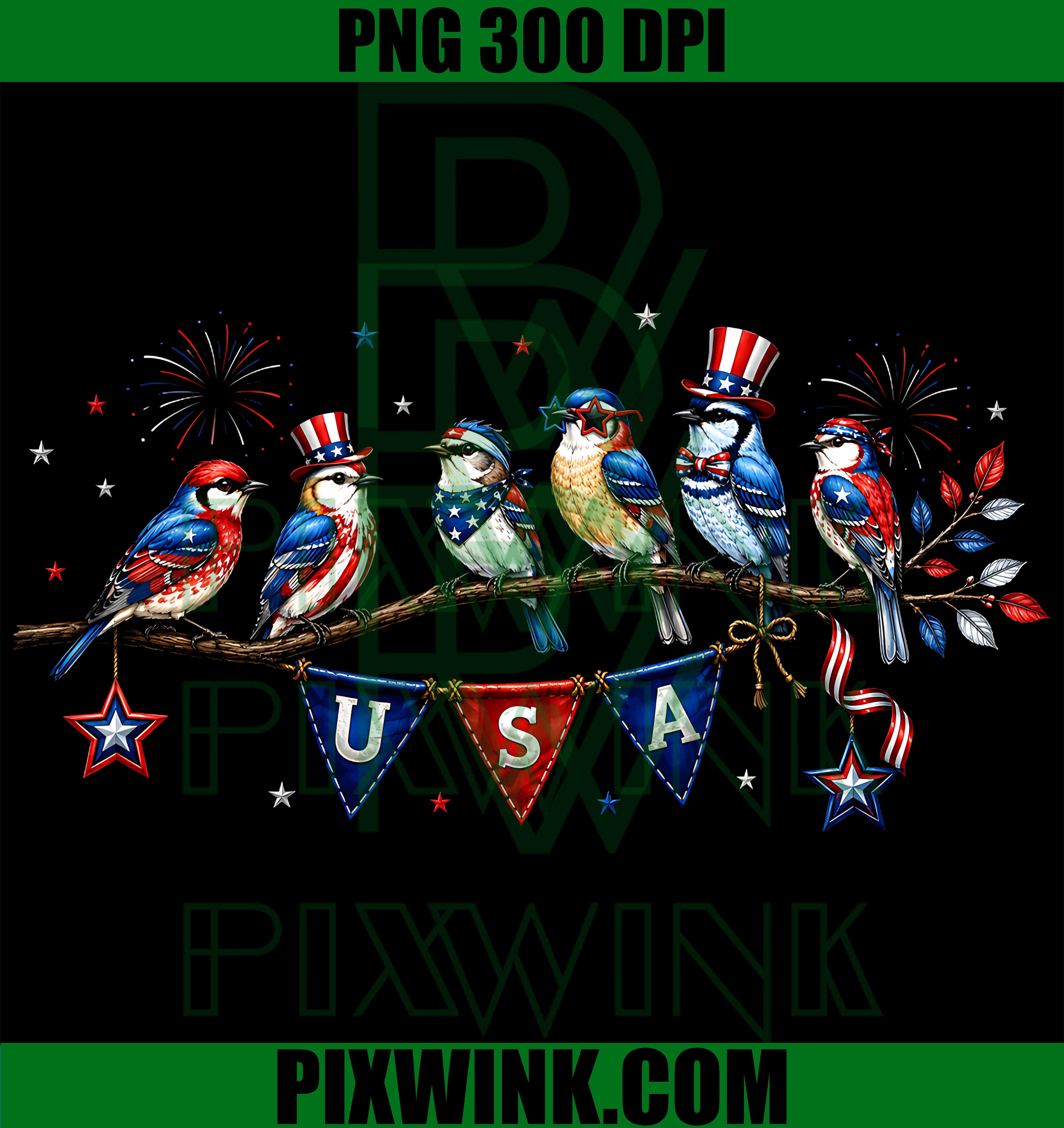 USA 250th Anniversary Patriotic Birds PNG,4th of July Patriotic Birds PNG