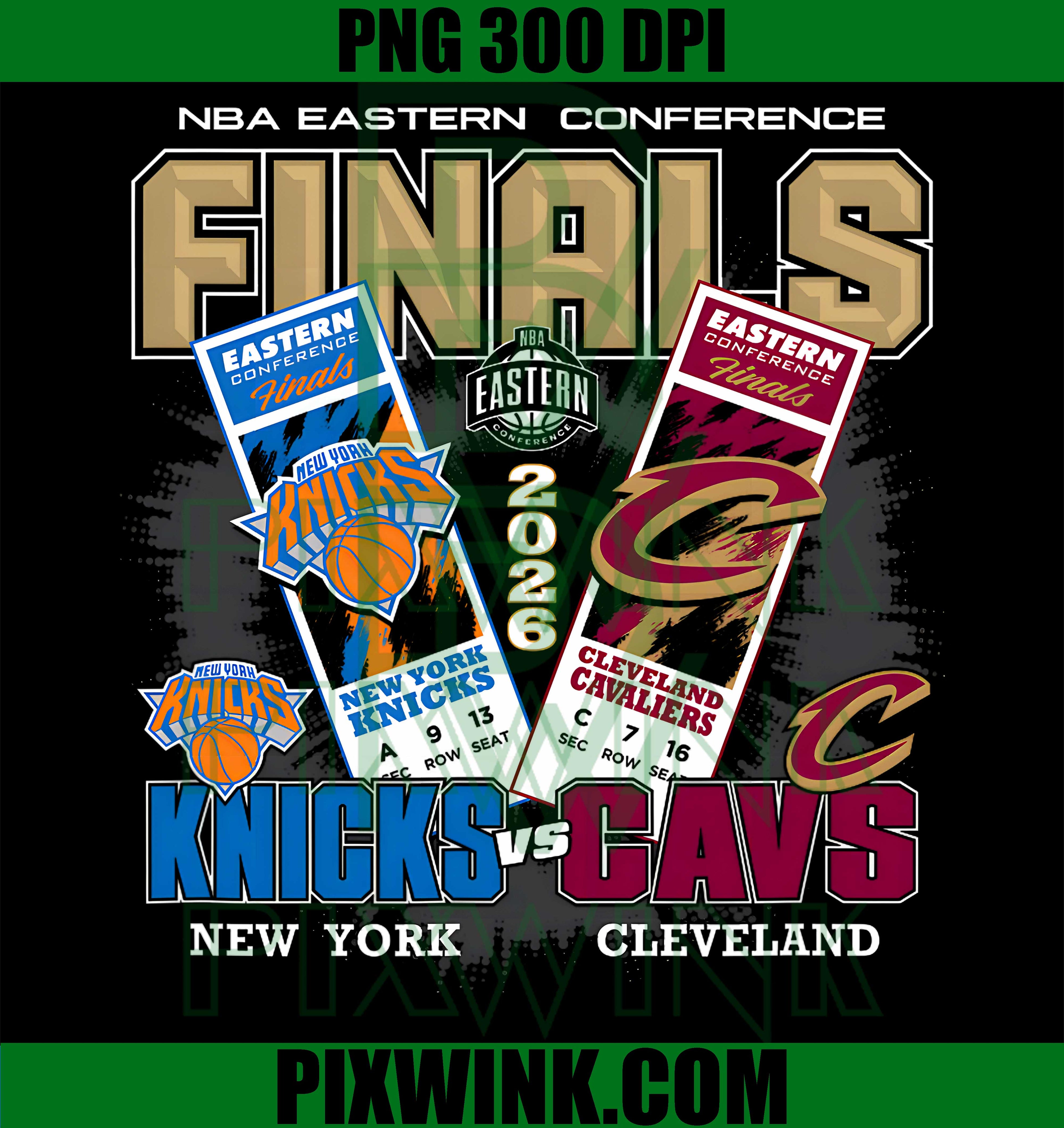 NBA 2026 Eastern Conference Finals PNG, Knicks Vs Cavs Graphic PNG