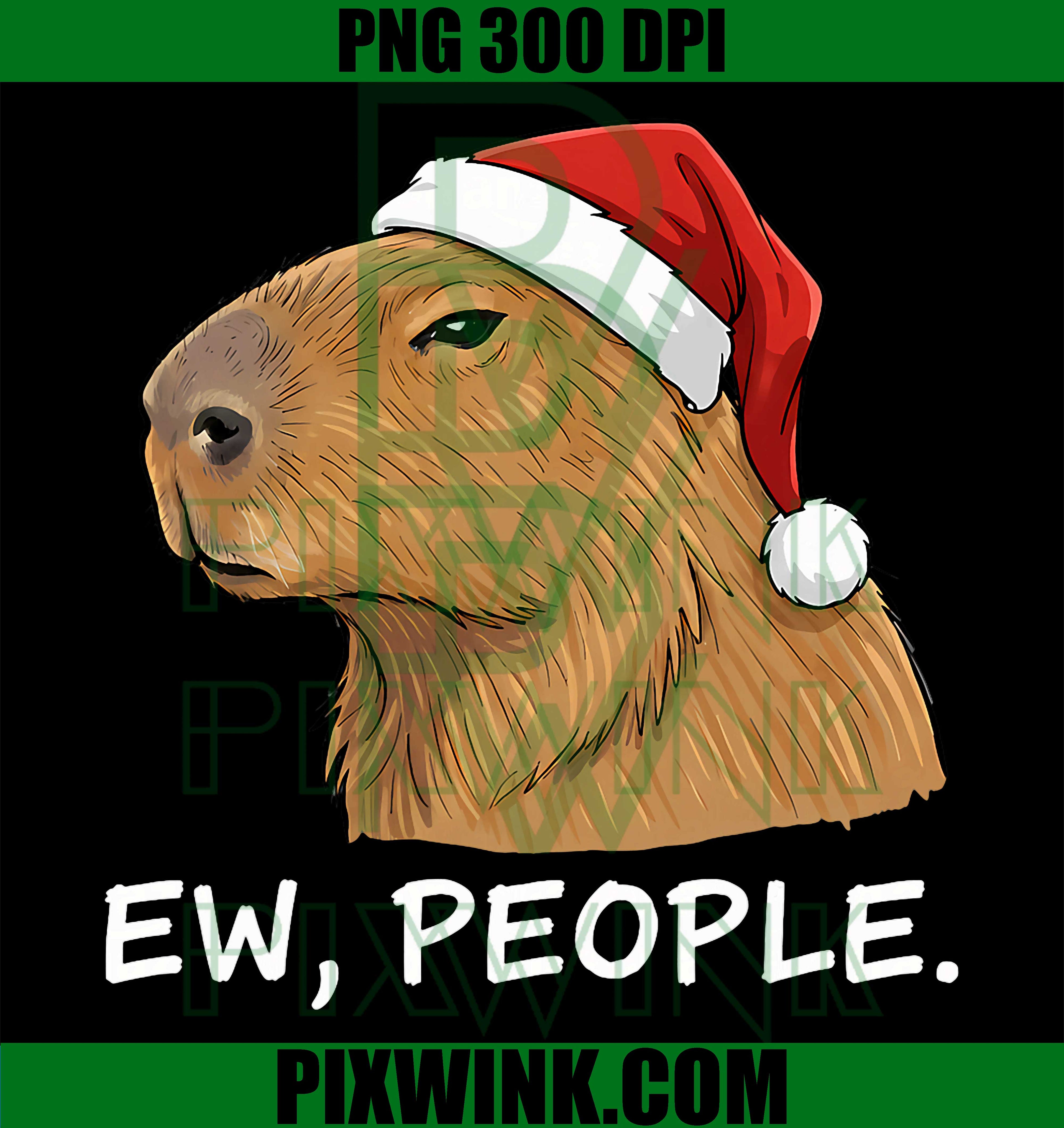 Capybara Ew People Christmas Funny Sarcastic Humor PNG