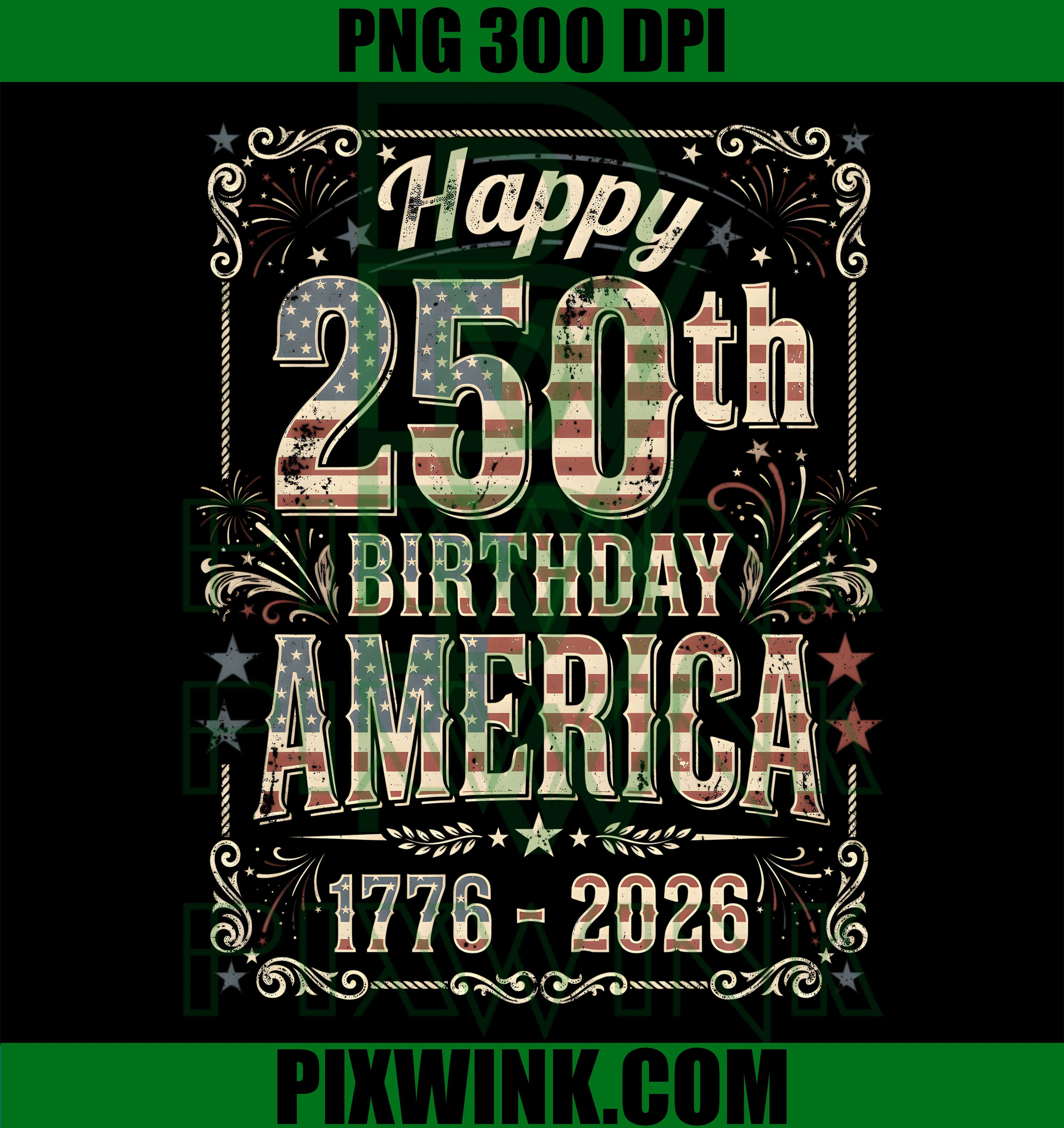 Happy 250th Birthday USA PNG, 1776 2026 America PNG