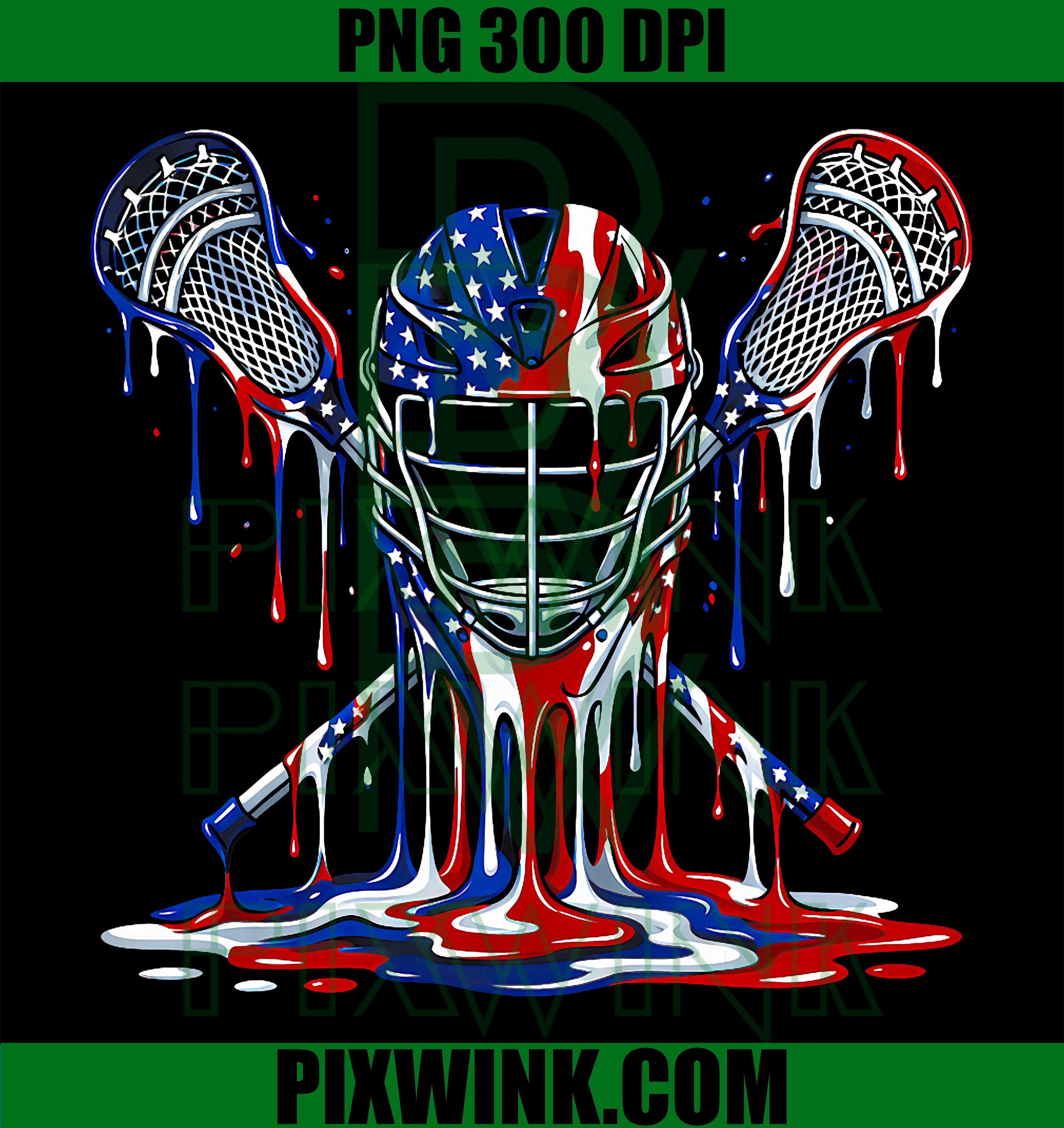 Lacrosse Drip USA Flag PNG, Patriotic Lax Helmet PNG
