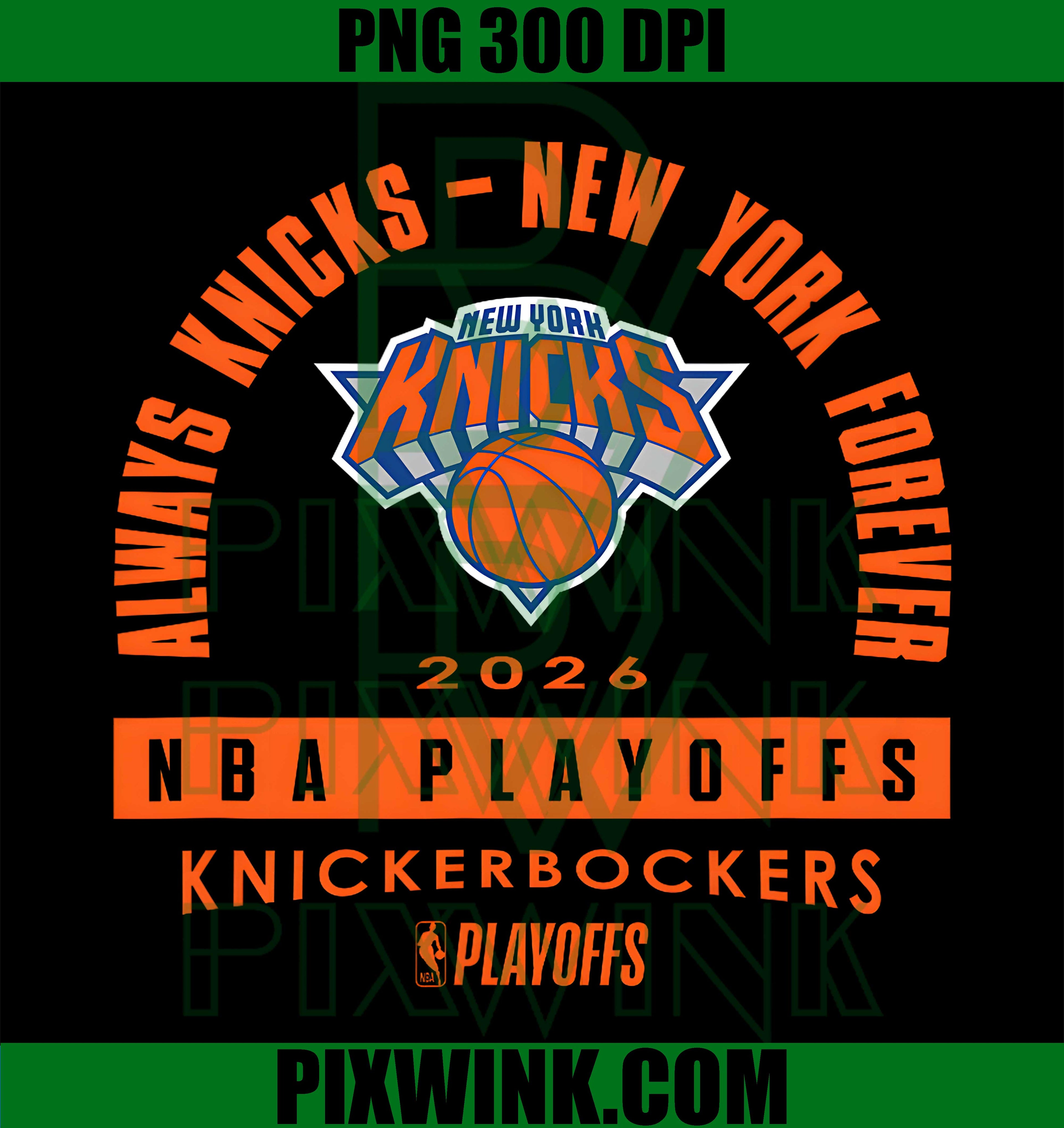 NBA 2026 Playoffs Knicks Over The Rainbow PNG, Basketball Graphic PNG
