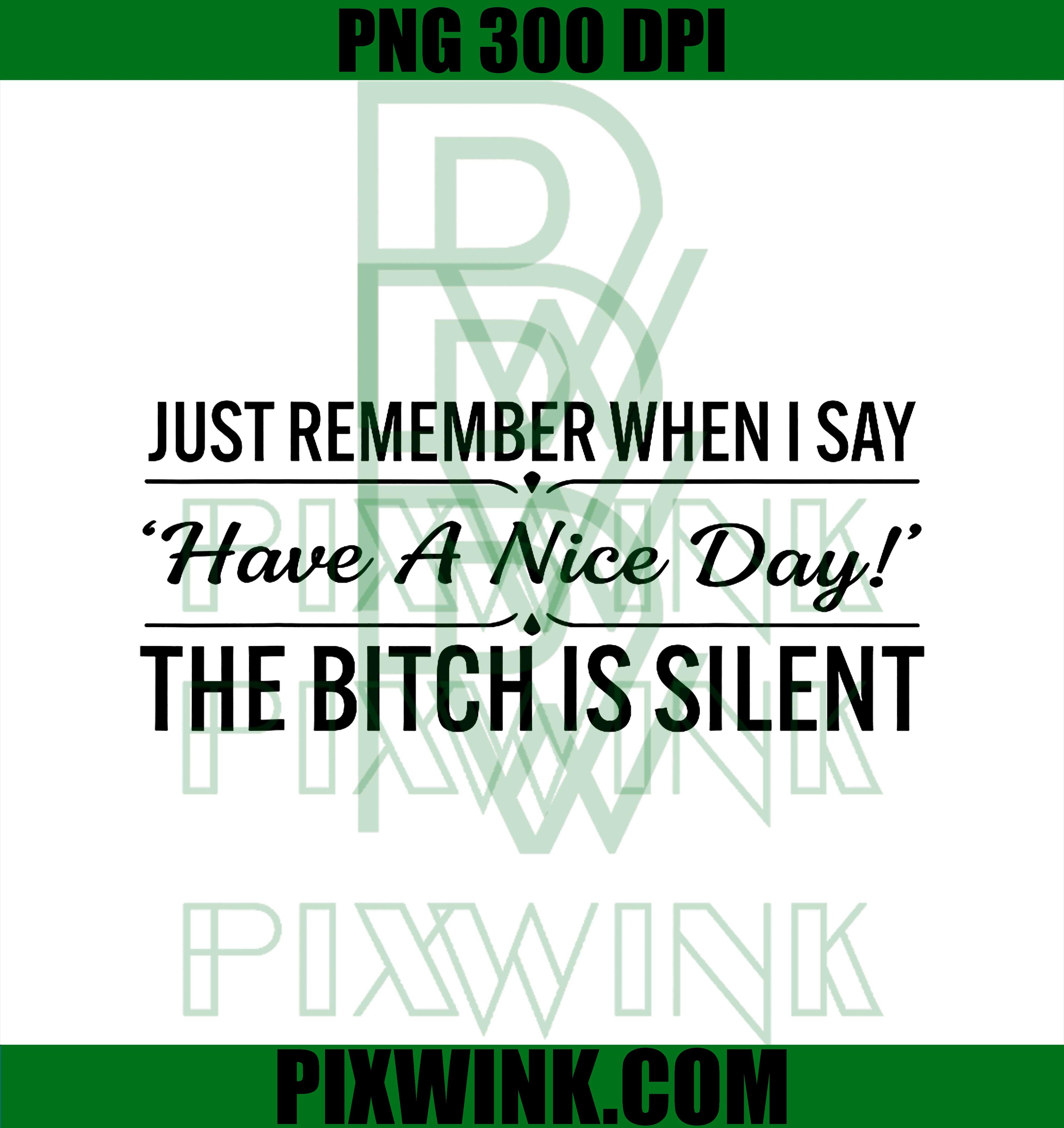 Just Remember When I Say Have A Nice Day The Bitch is Silent PNG