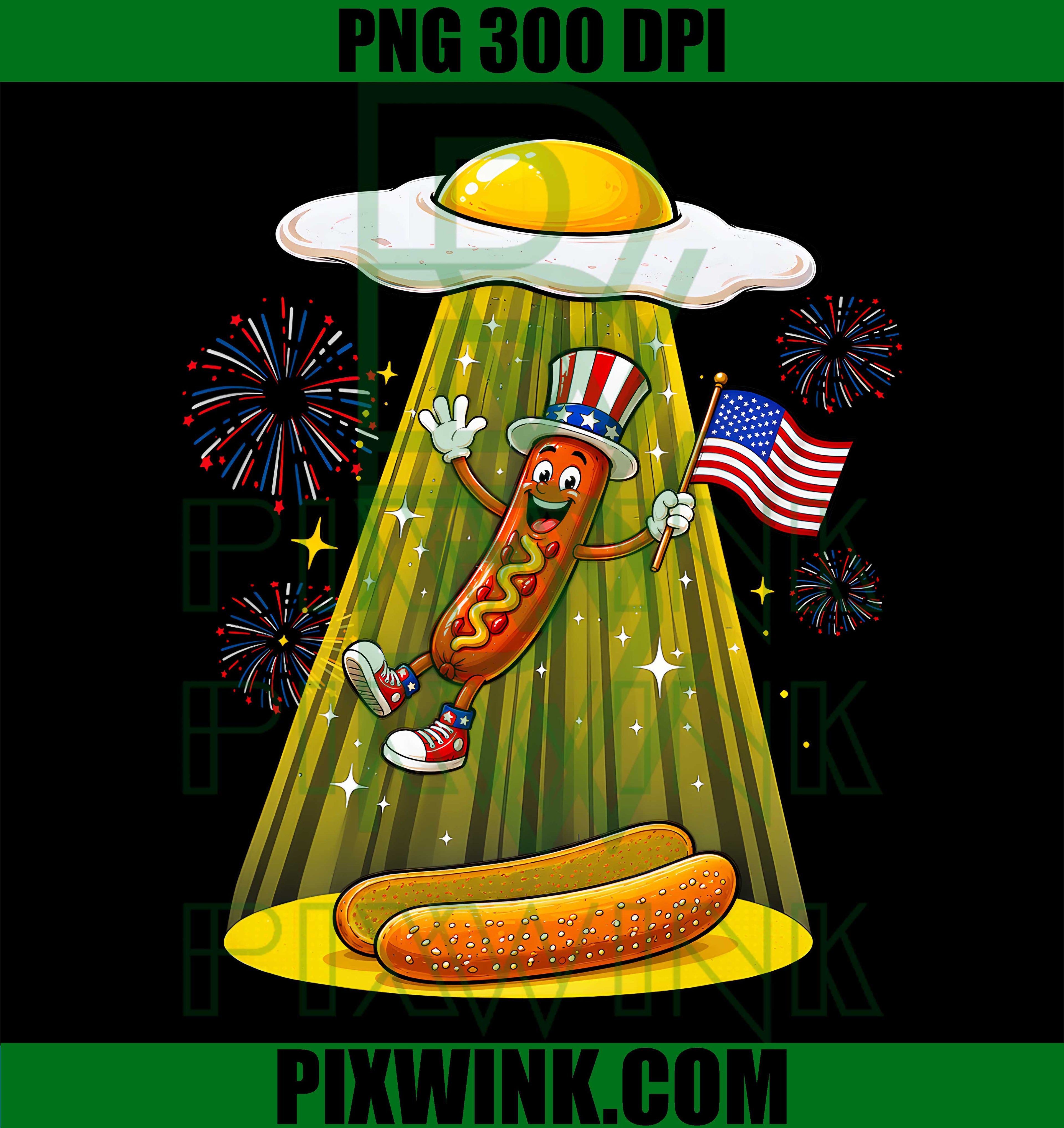 Hotdog UFO Alien PNG, Freedom Dive 4th July PNG, Patriotic Egg USA PNG