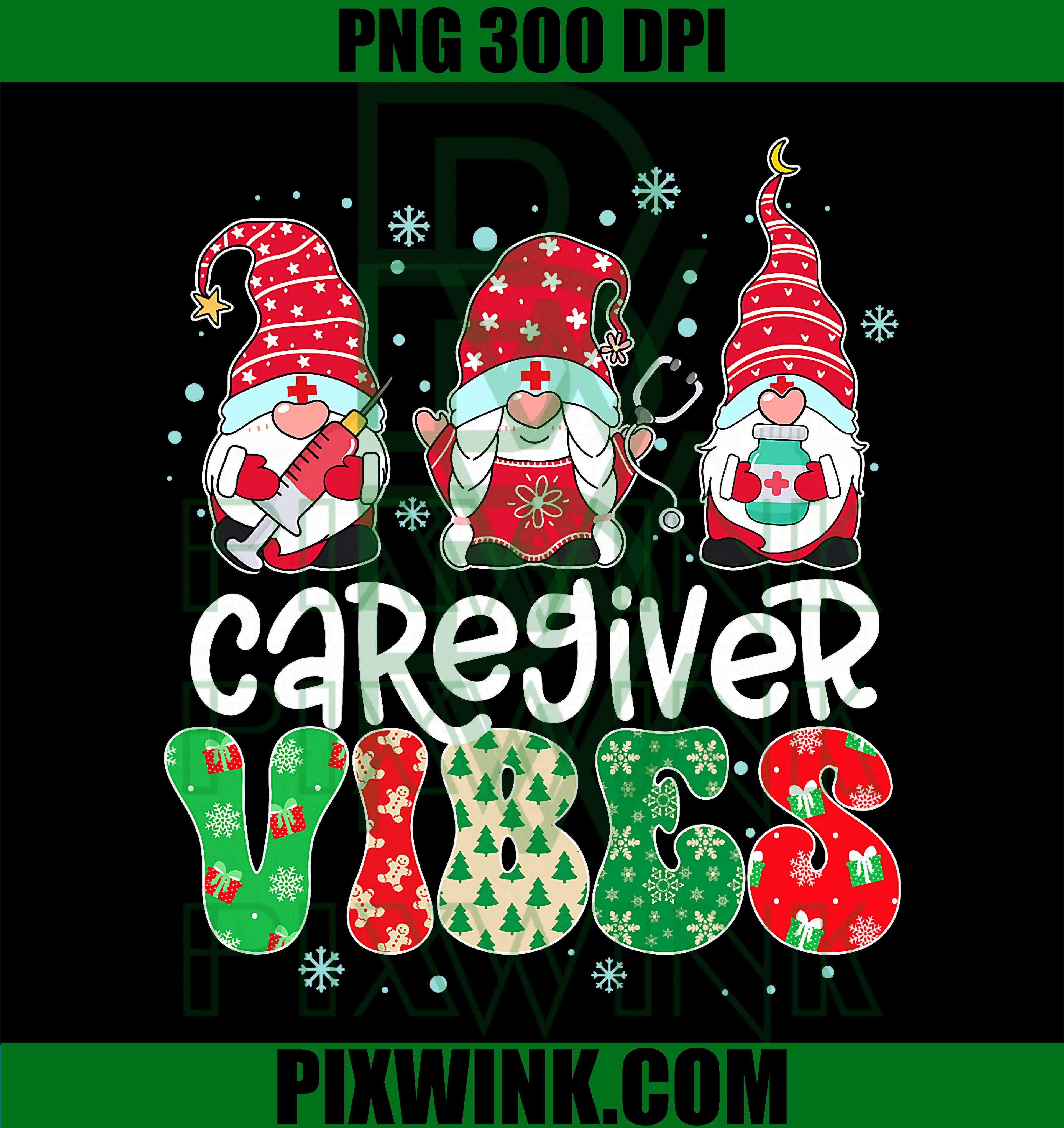 Caregiver Vibes Gnome Nurse Xmas Light Stethoscope Christmas PNG