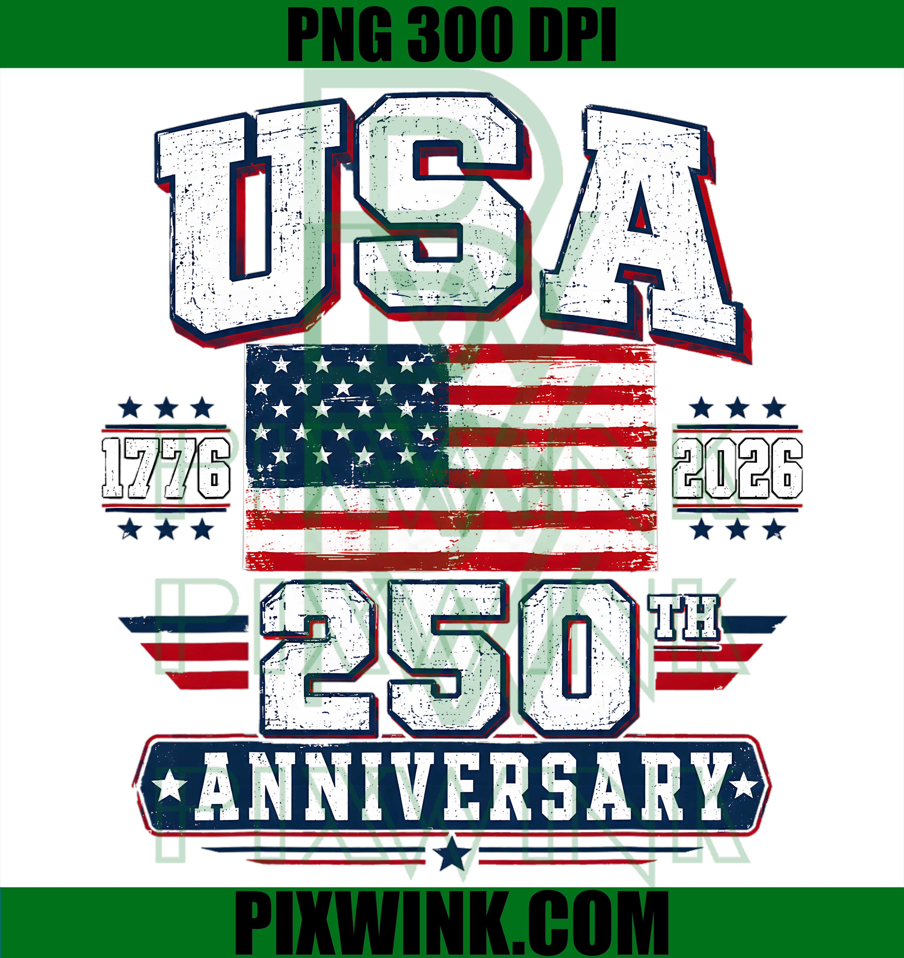Retro 250th Anniversary PNG, America Flag 250 Year PNG, USA 250th PNG