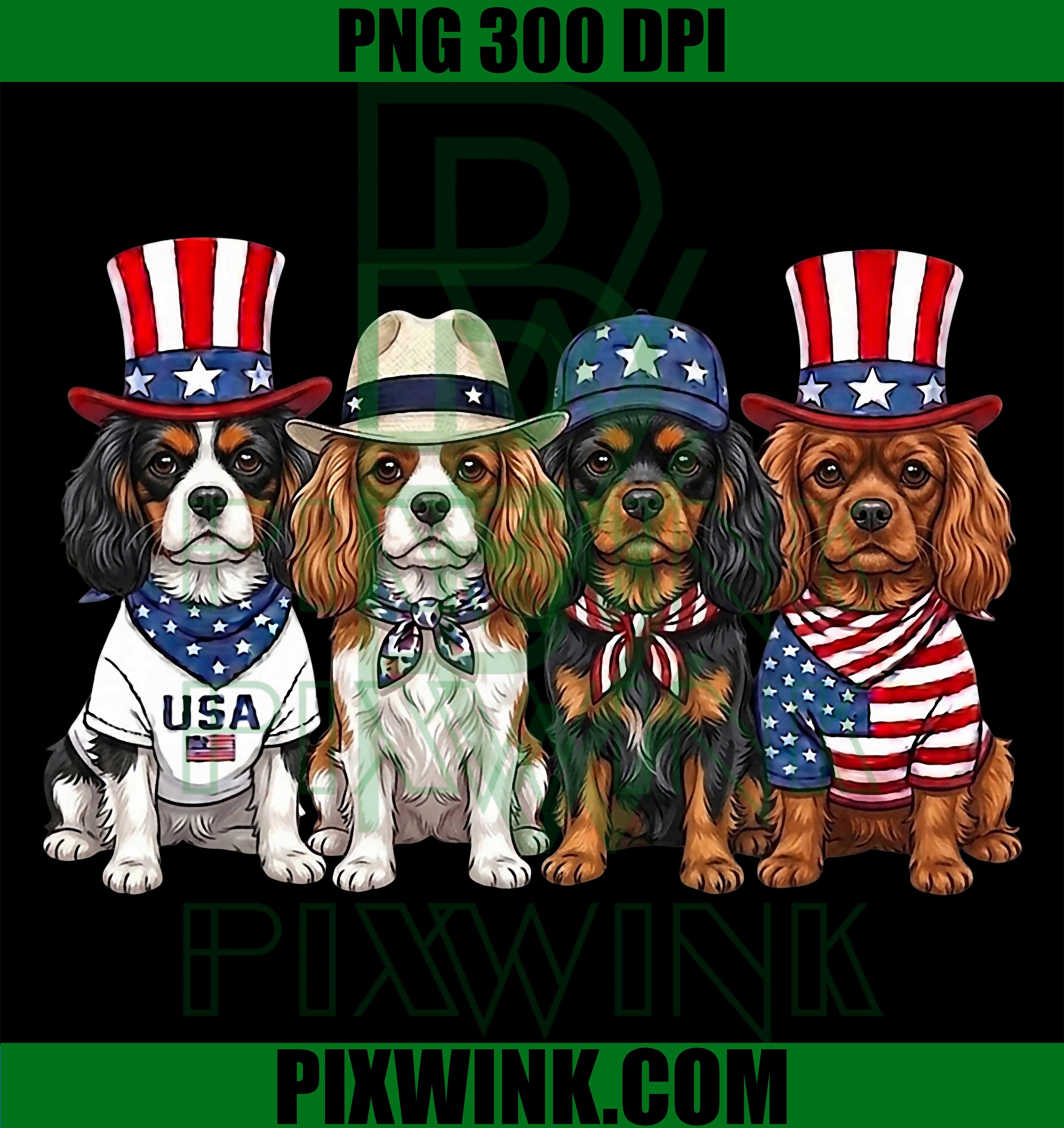 Cavalier King Charles 4th Of July PNG, Patriotic Funny Dog Lovers Graphic PNG