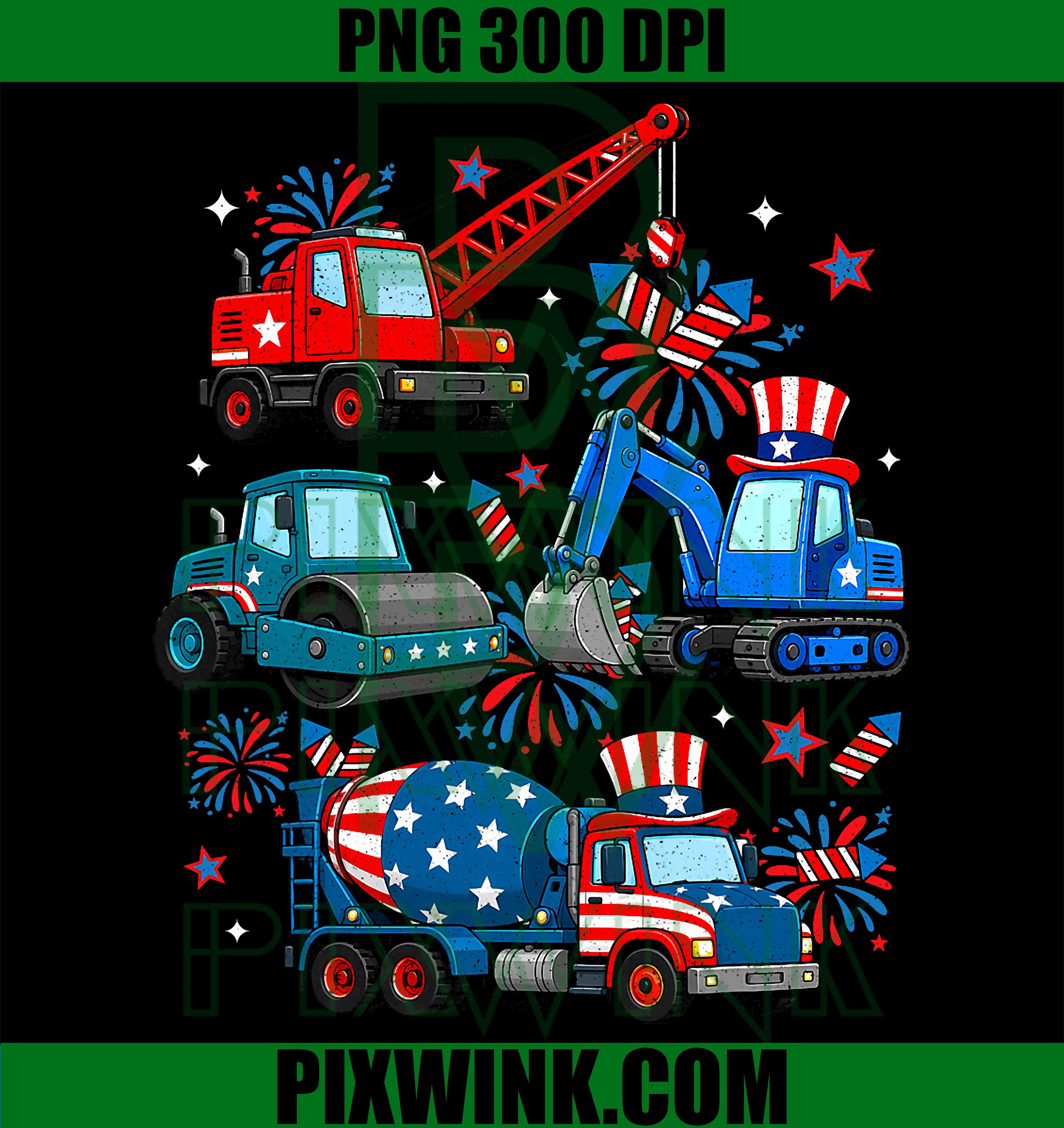 Construction Truck USA PNG, Patriotic 4th of July Toddler Truck PNG