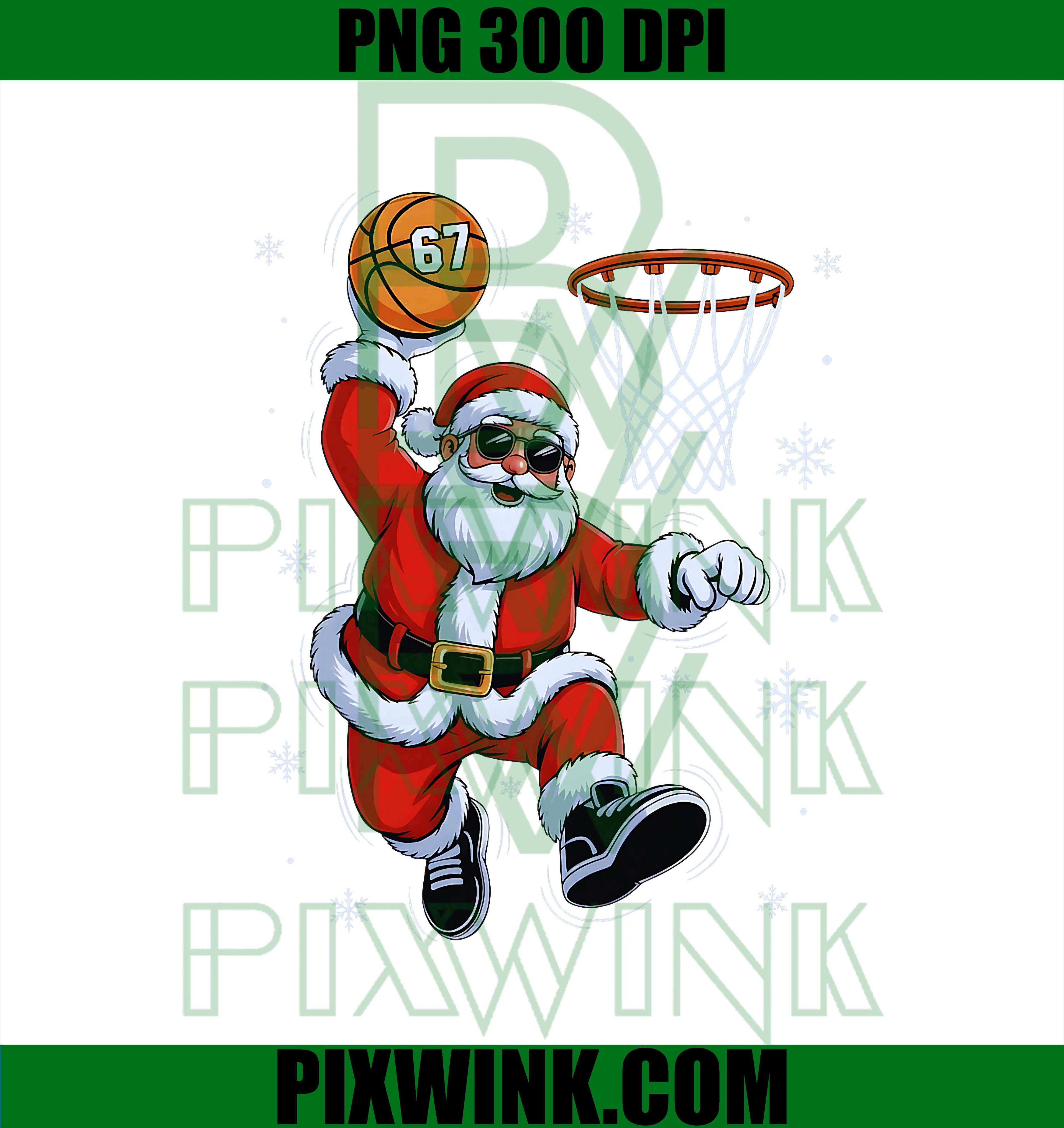 Funny Basketball Santa 67 Christmas PNG,  Christmas Basketball PNG, Funny Santa Sports Xmas PNG
