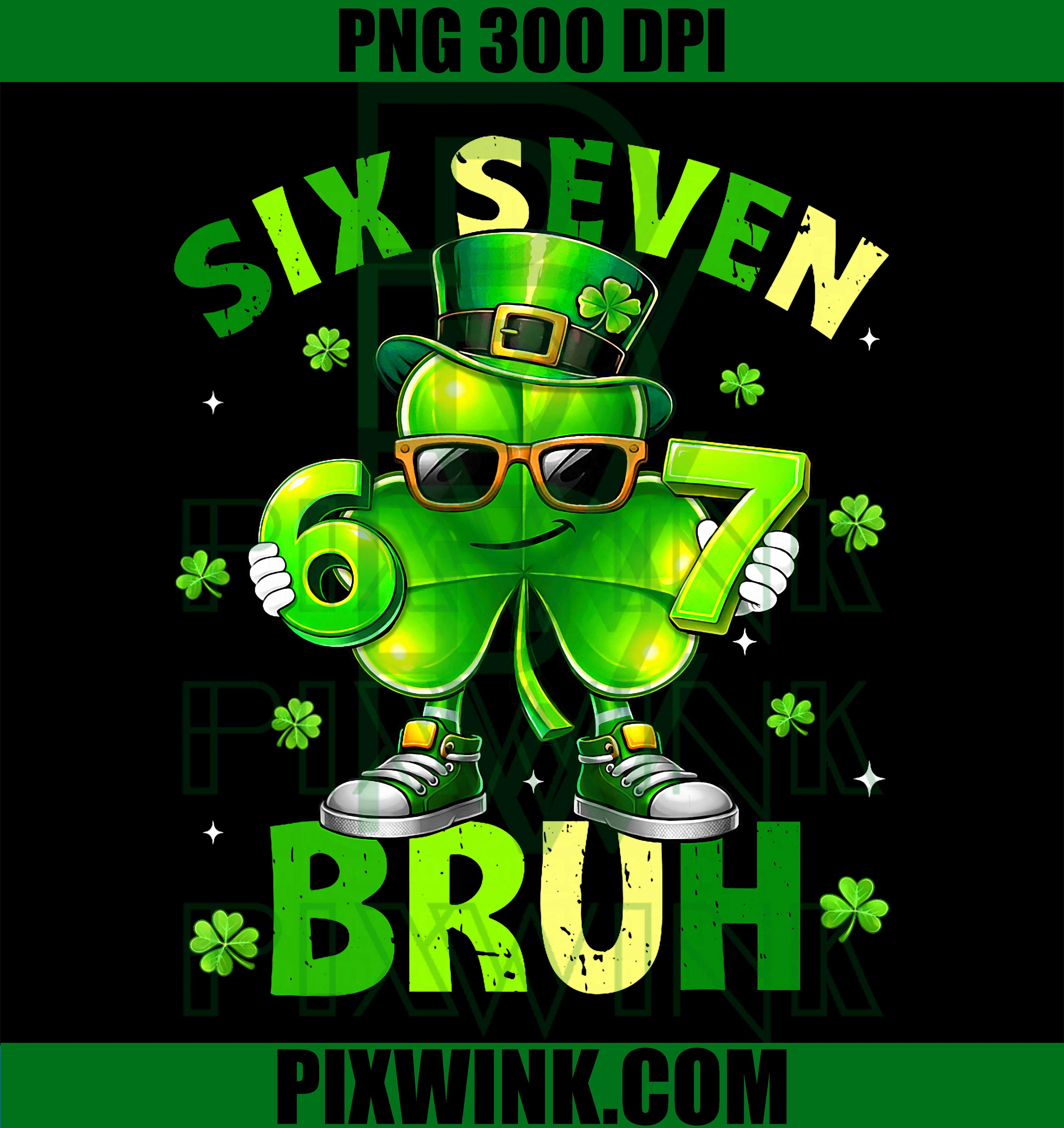 Funny Six Seven Shamrock PNG, St Patricks Meme PNG
