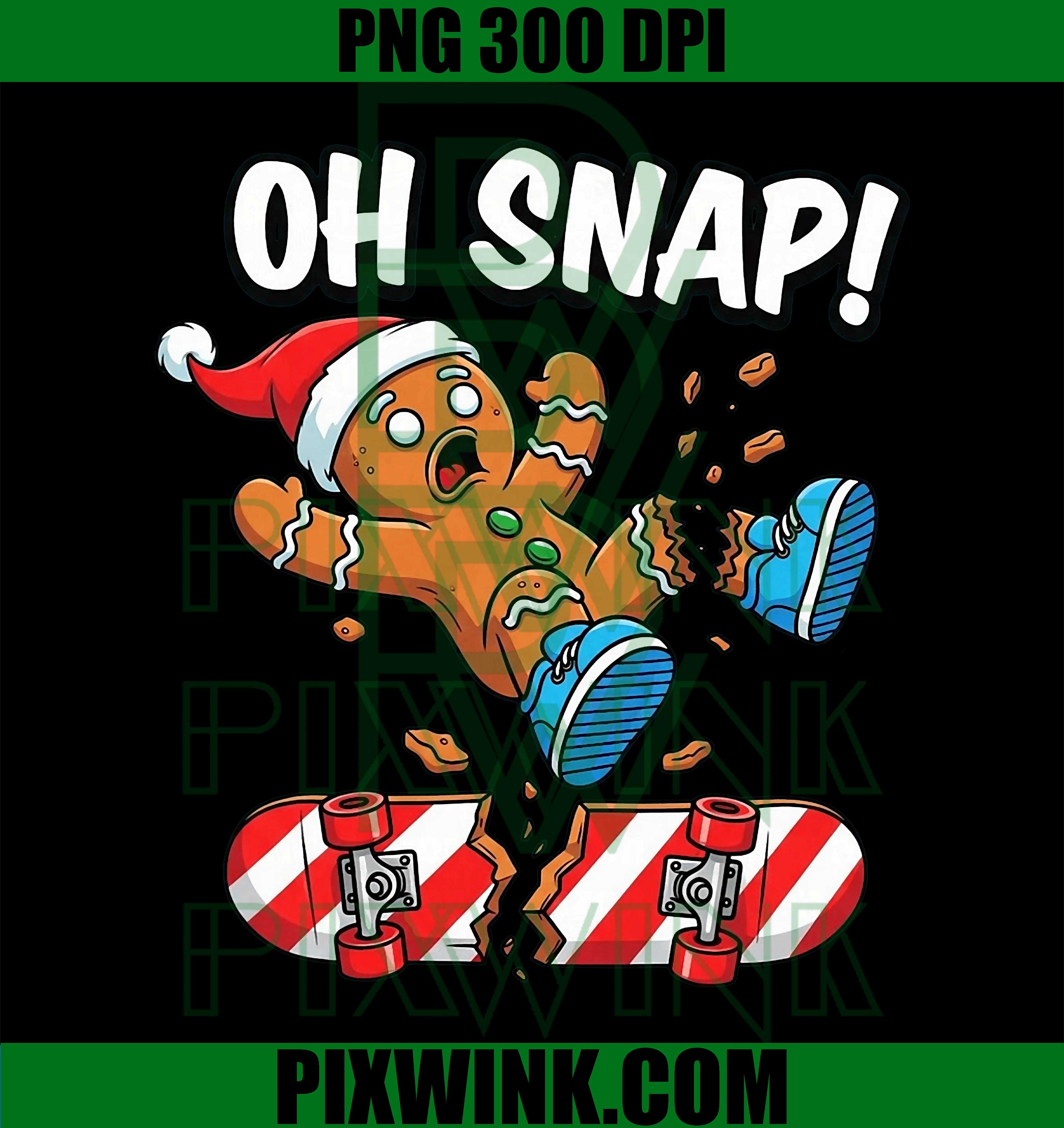 Funny Oh Snap Gingerbread Man Skateboard Christmas PNG