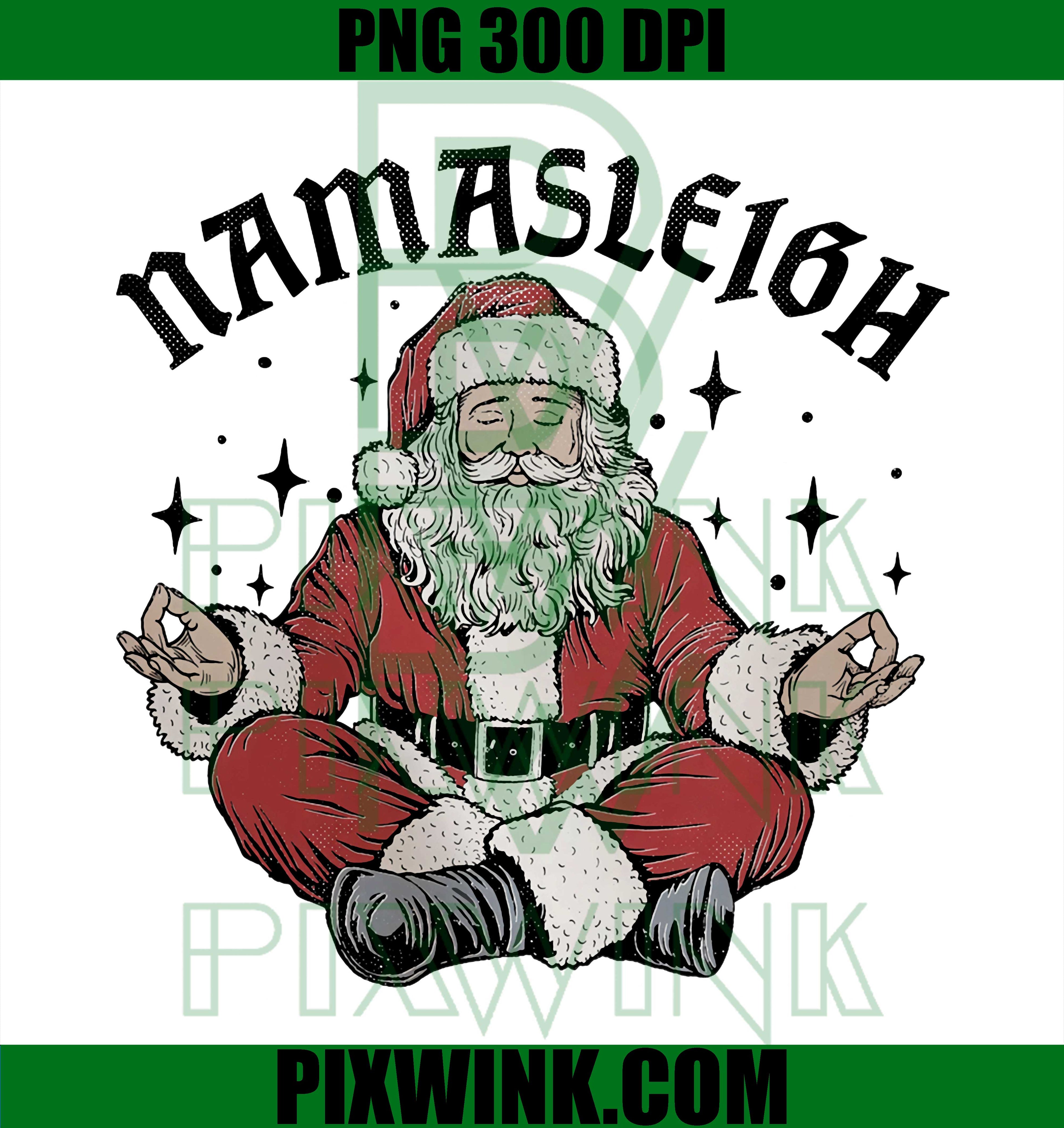 Santa Claus Yoga Pose Namasleigh Namaste Christmas PNG