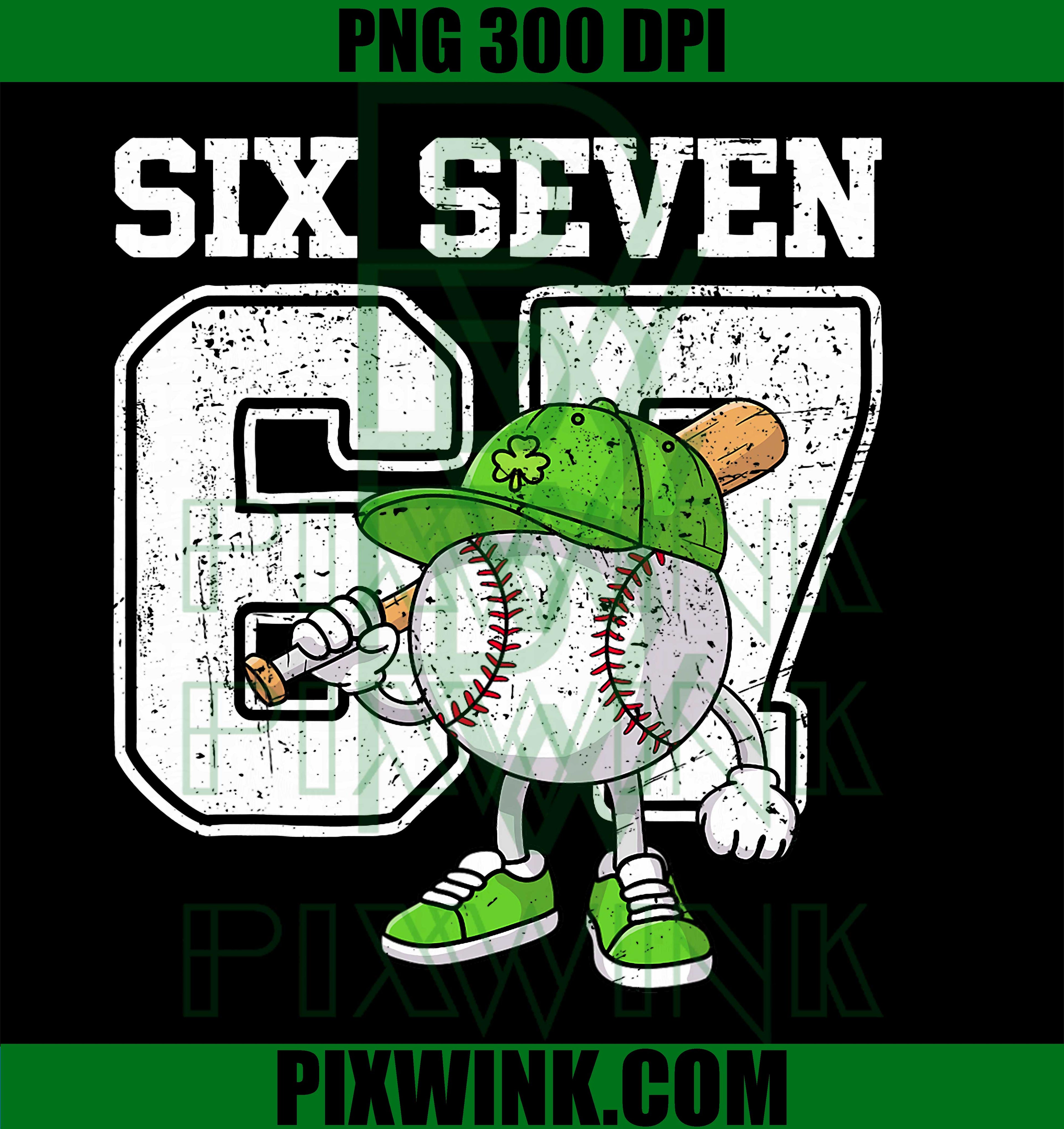 Boys St Patrick’s Day 67 Six Seven Baseball PNG, Ice Cream Drip Shamrock Baseball PNG