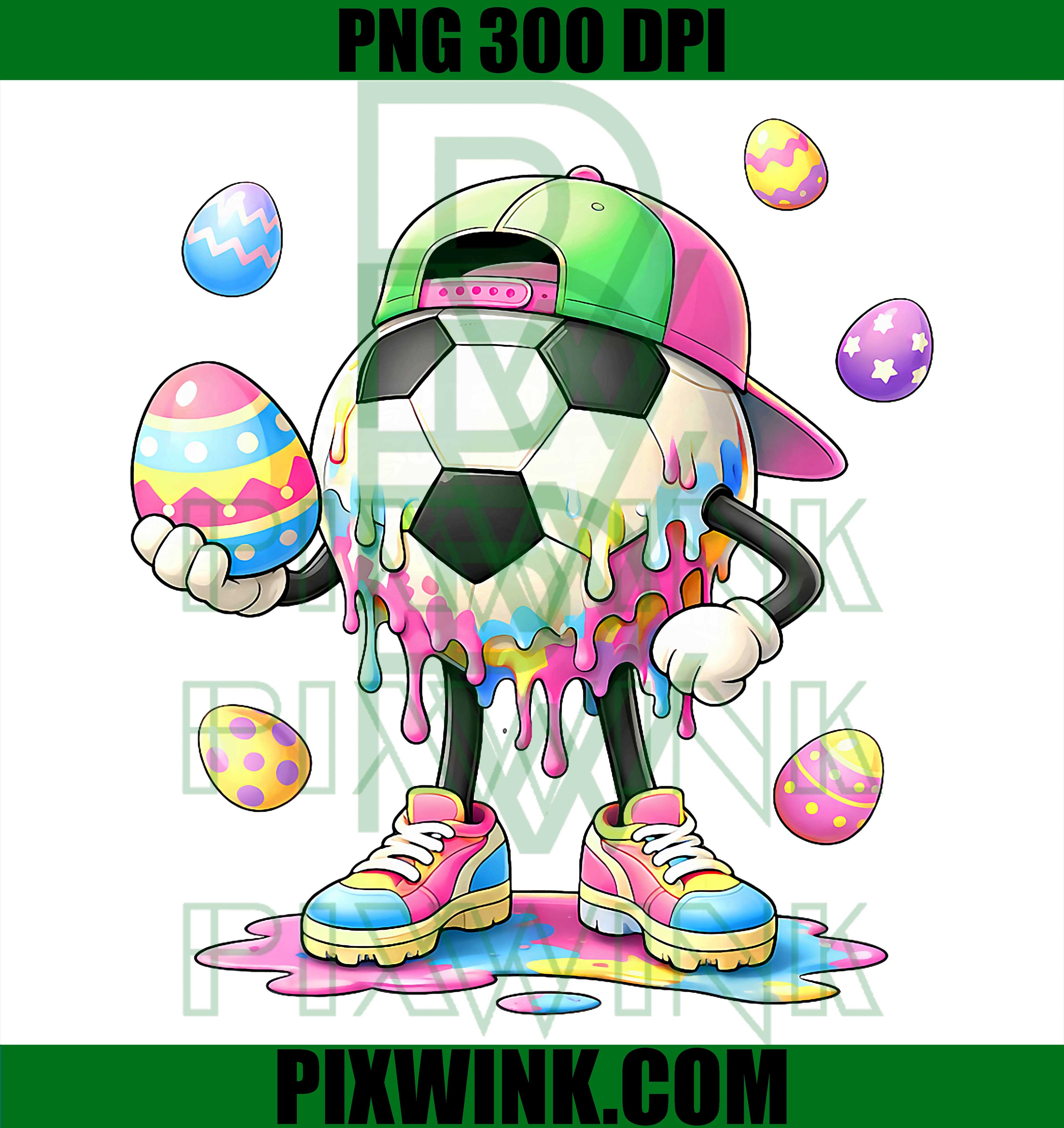 Funny Soccer Ice Cream PNG, Easter Soccer Drip PNG, Kids Soccer PNG