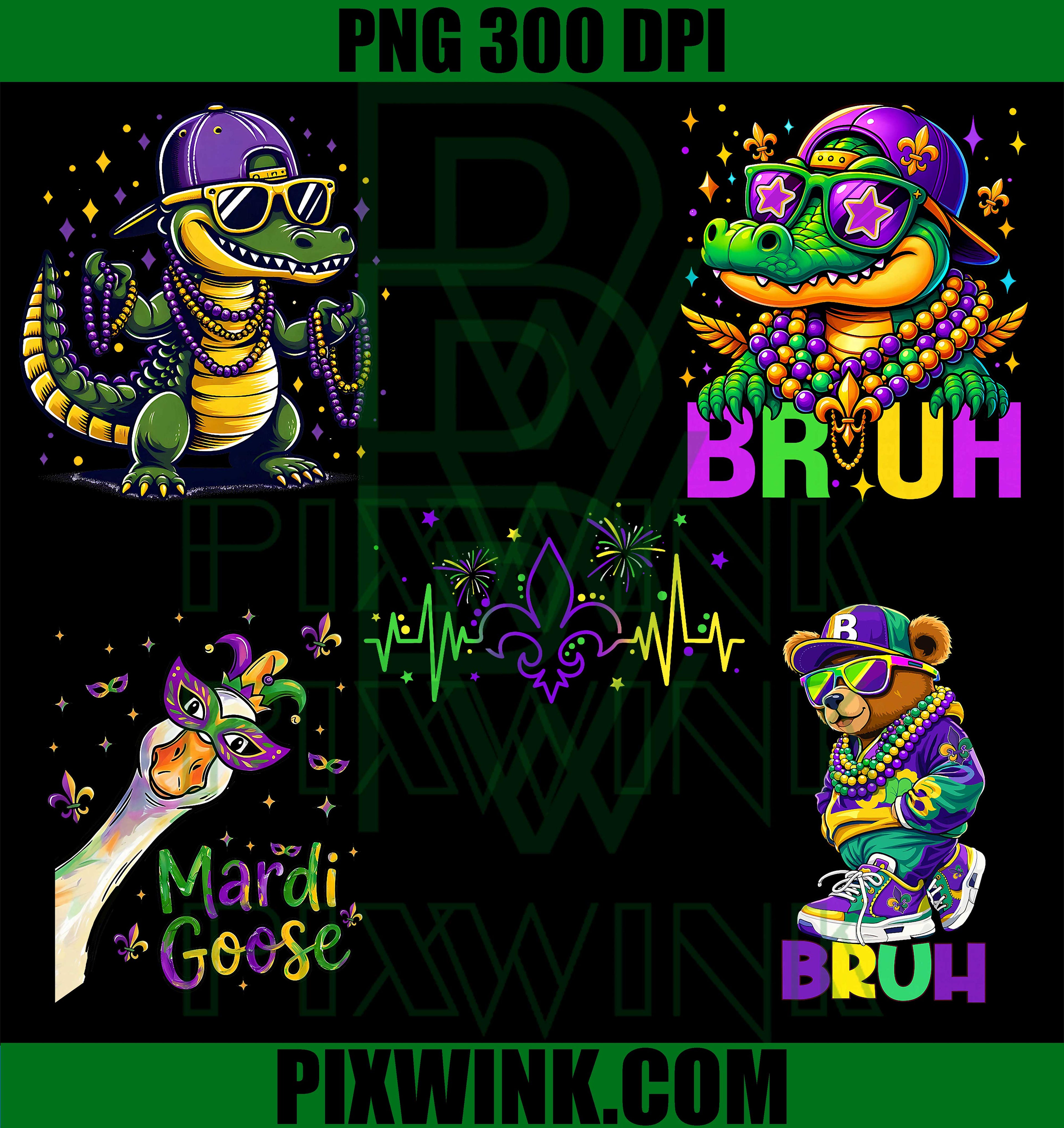 Mardi Gras Animal PNG Bundle Funny Carnival Digital Graphics