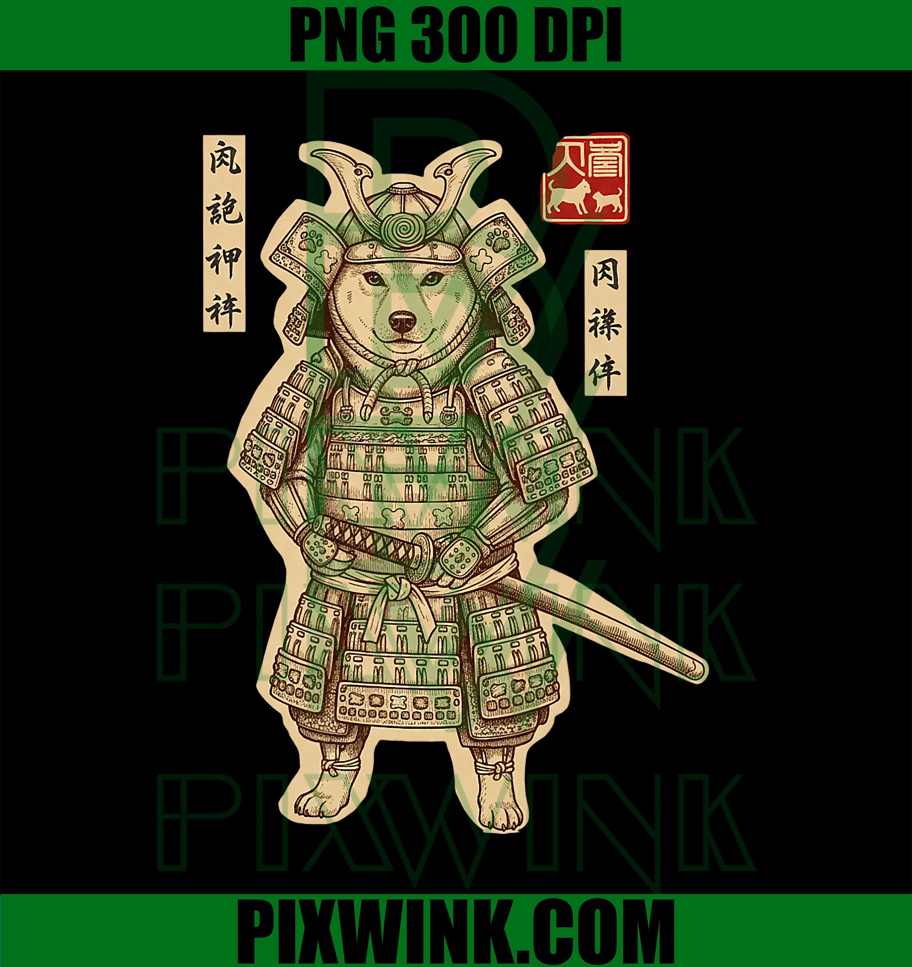 Dog Samurai Art, Samurai Dog Warrior Design for Dog Lovers PNG