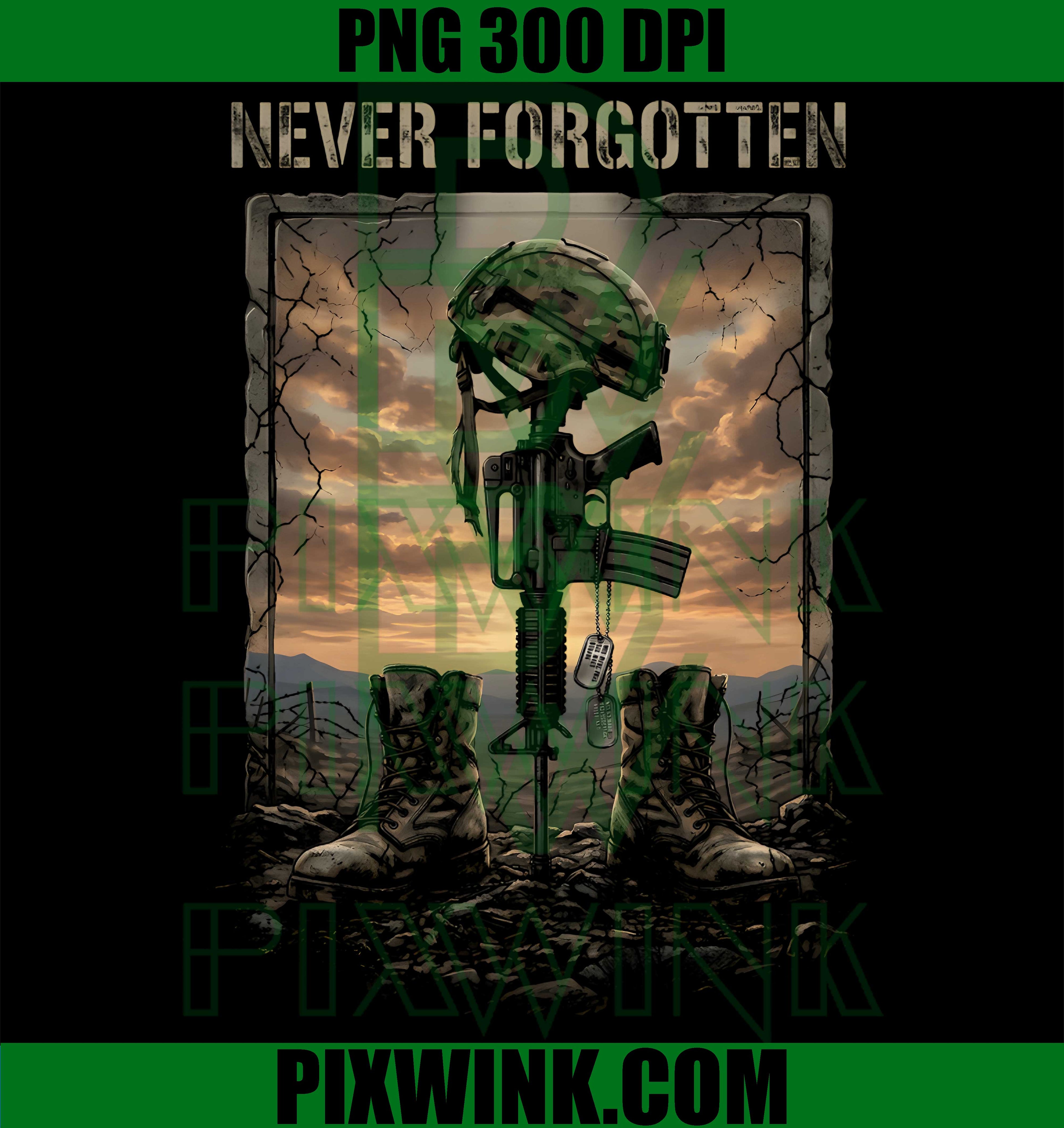 Never Forgotten Memorial Day Military Tribute PNG, Soldier Graphic PNG