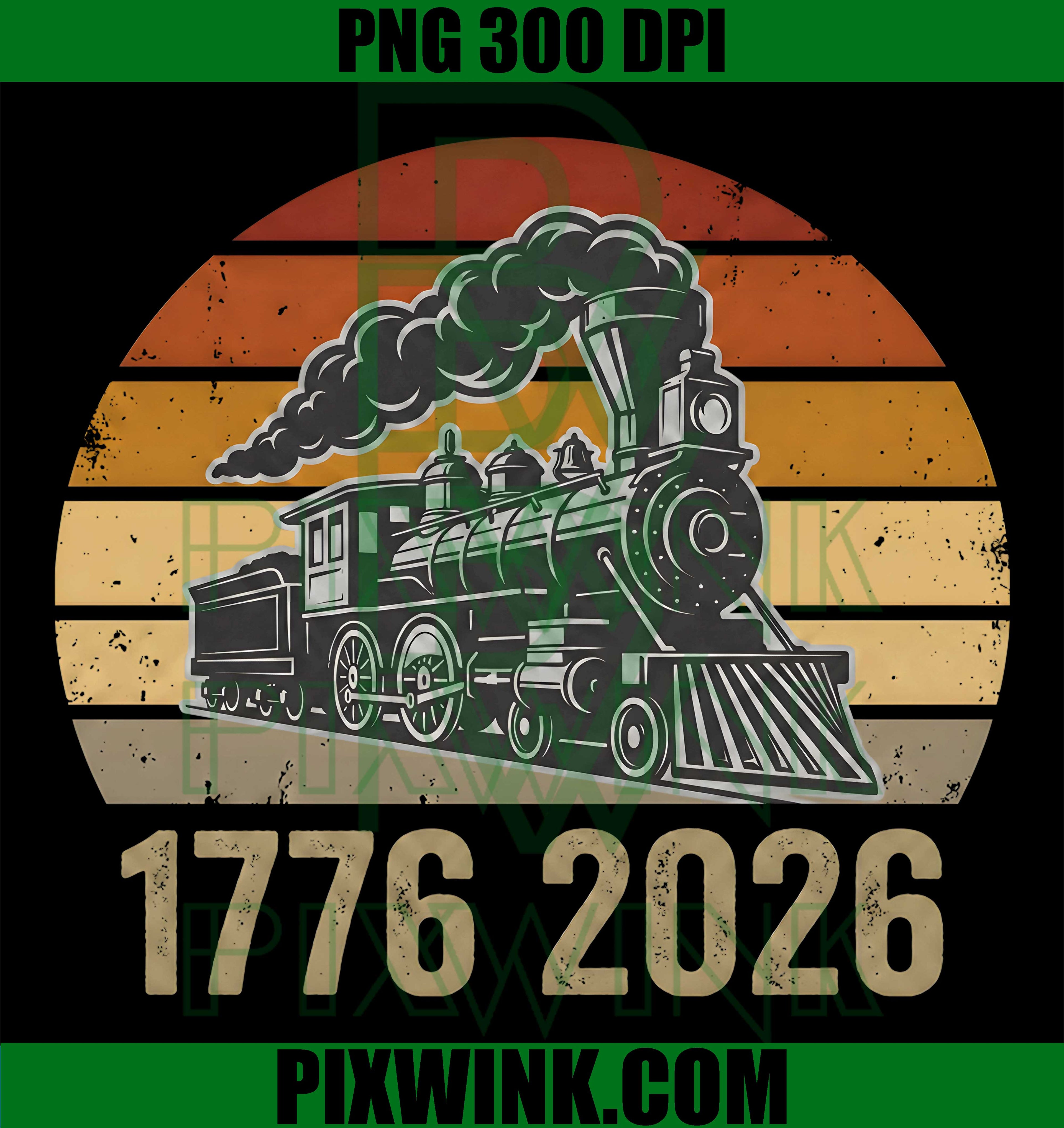 Retro Steam Locomotive 4014 PNG, 4th Of July Train PNG, America 250th PNG