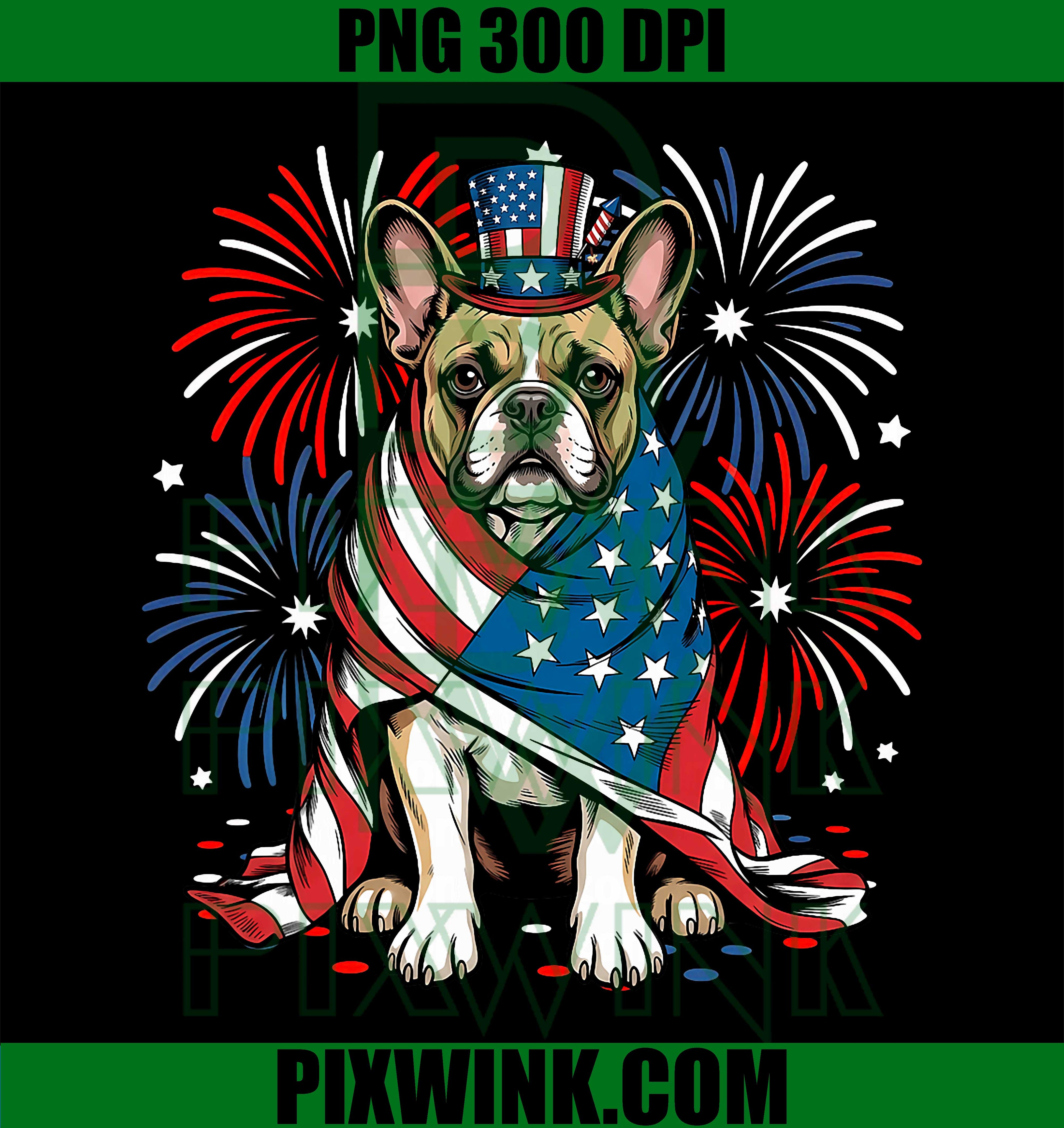 Cute French Bulldog USA American Flag PNG, Patriotic 4th Of July Graphic PNG