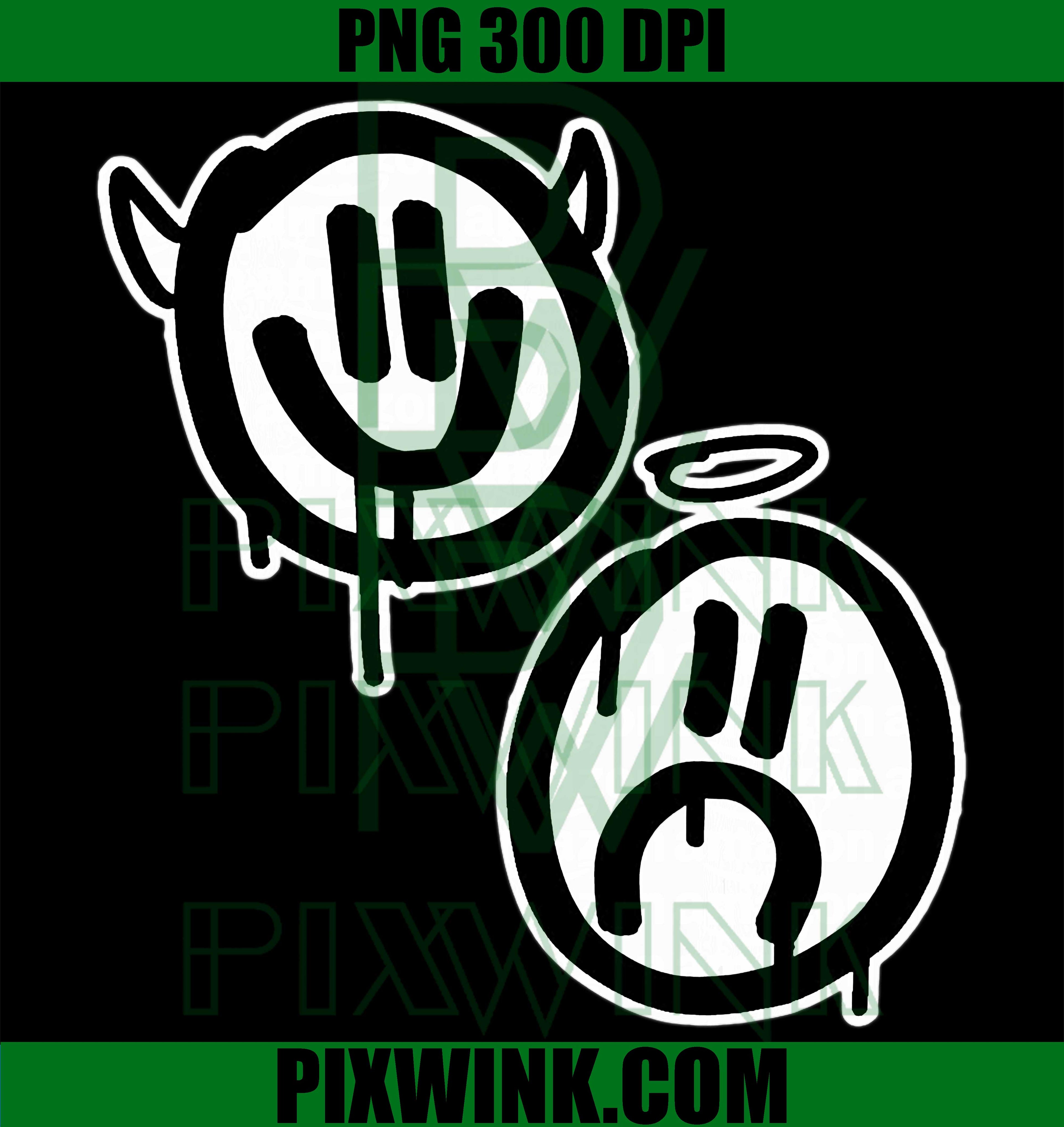 Smile Now Cry Later PNG, Angel Devil Happy Sad Faces Meme PNG