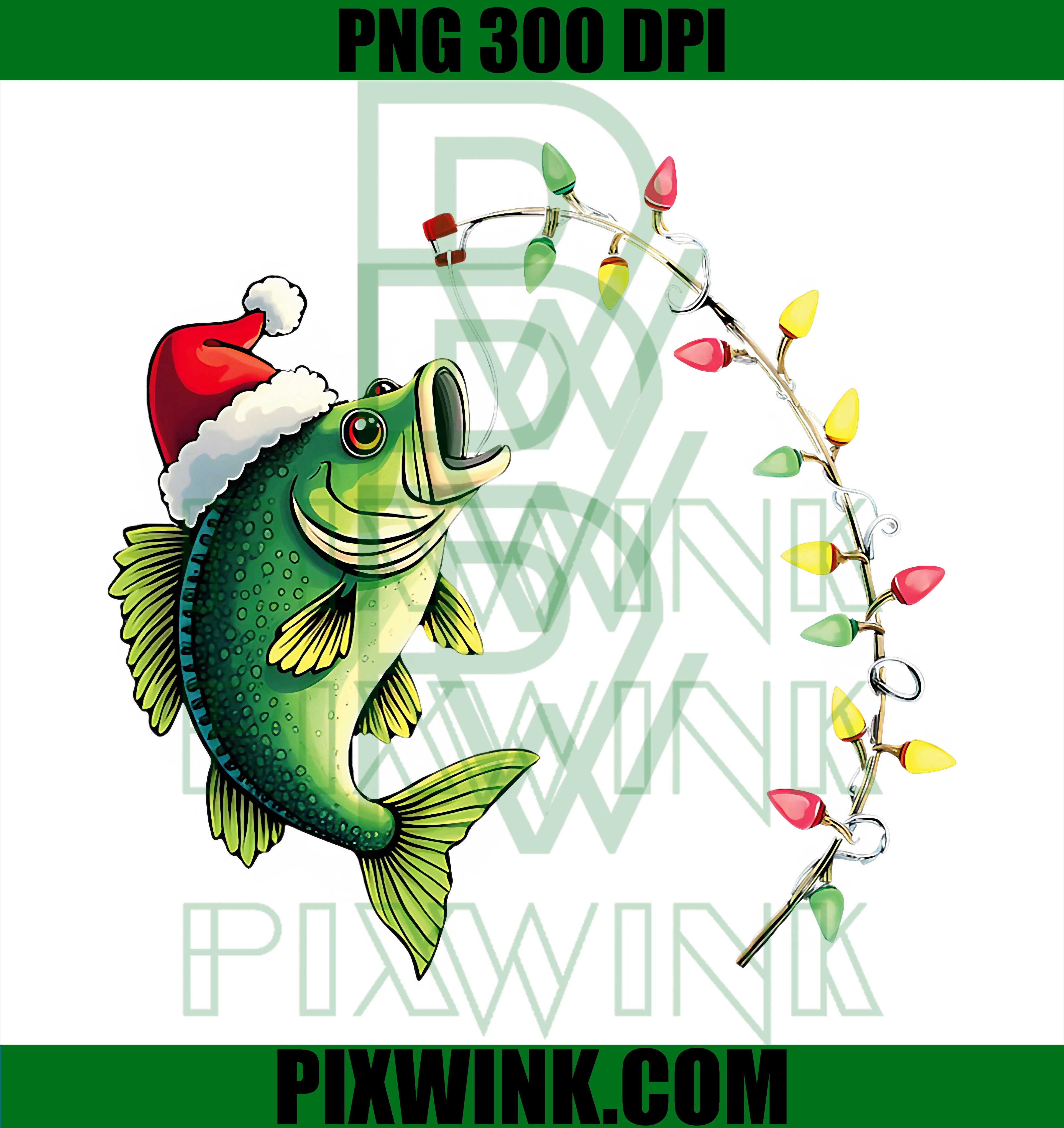 Funny Bass Fishing Santa Hat Christmas, Fishermen PNG