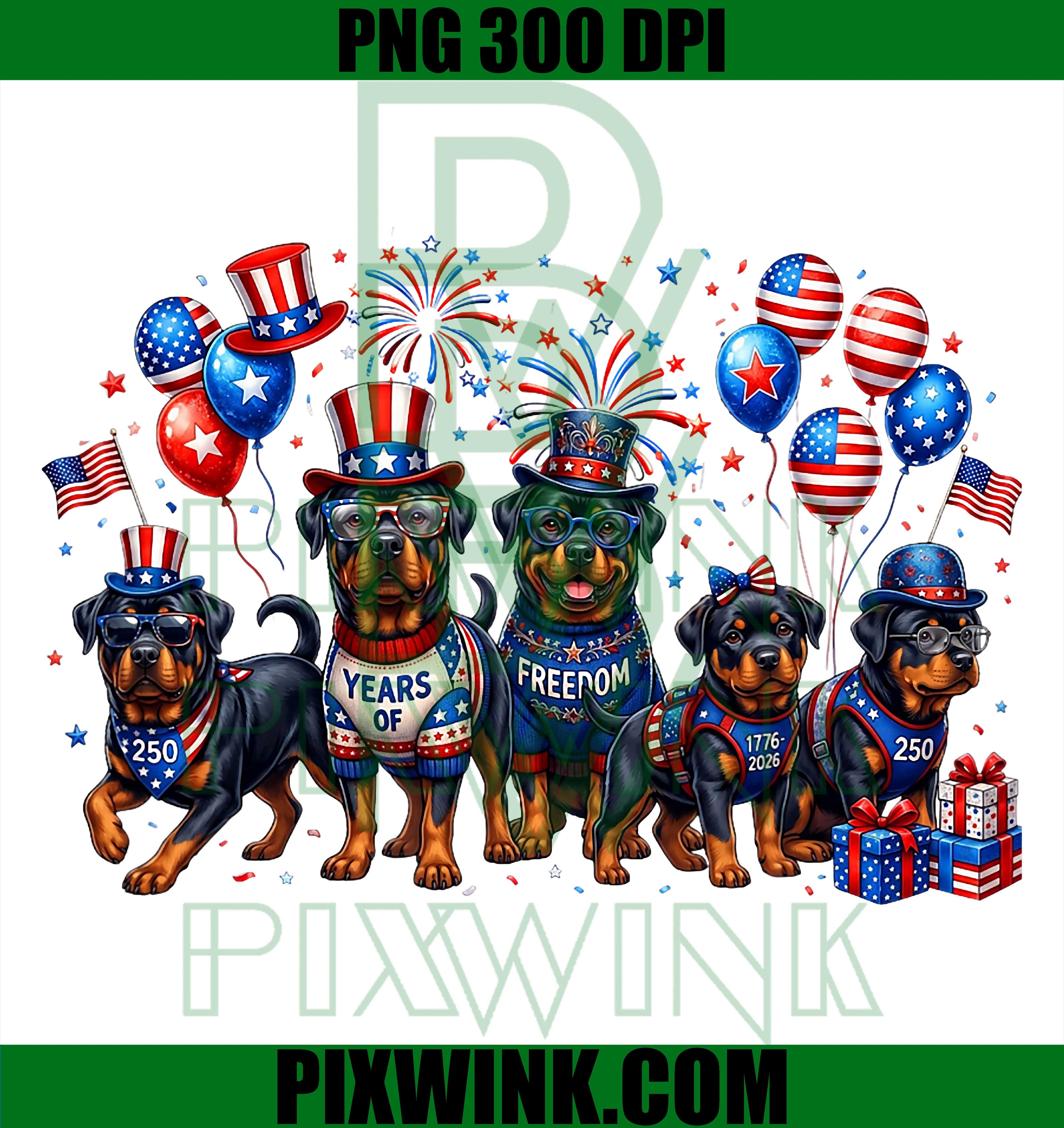 Rottweiler Dog 250 Years 250th Anniversary PNG, 1776 2026 PNG