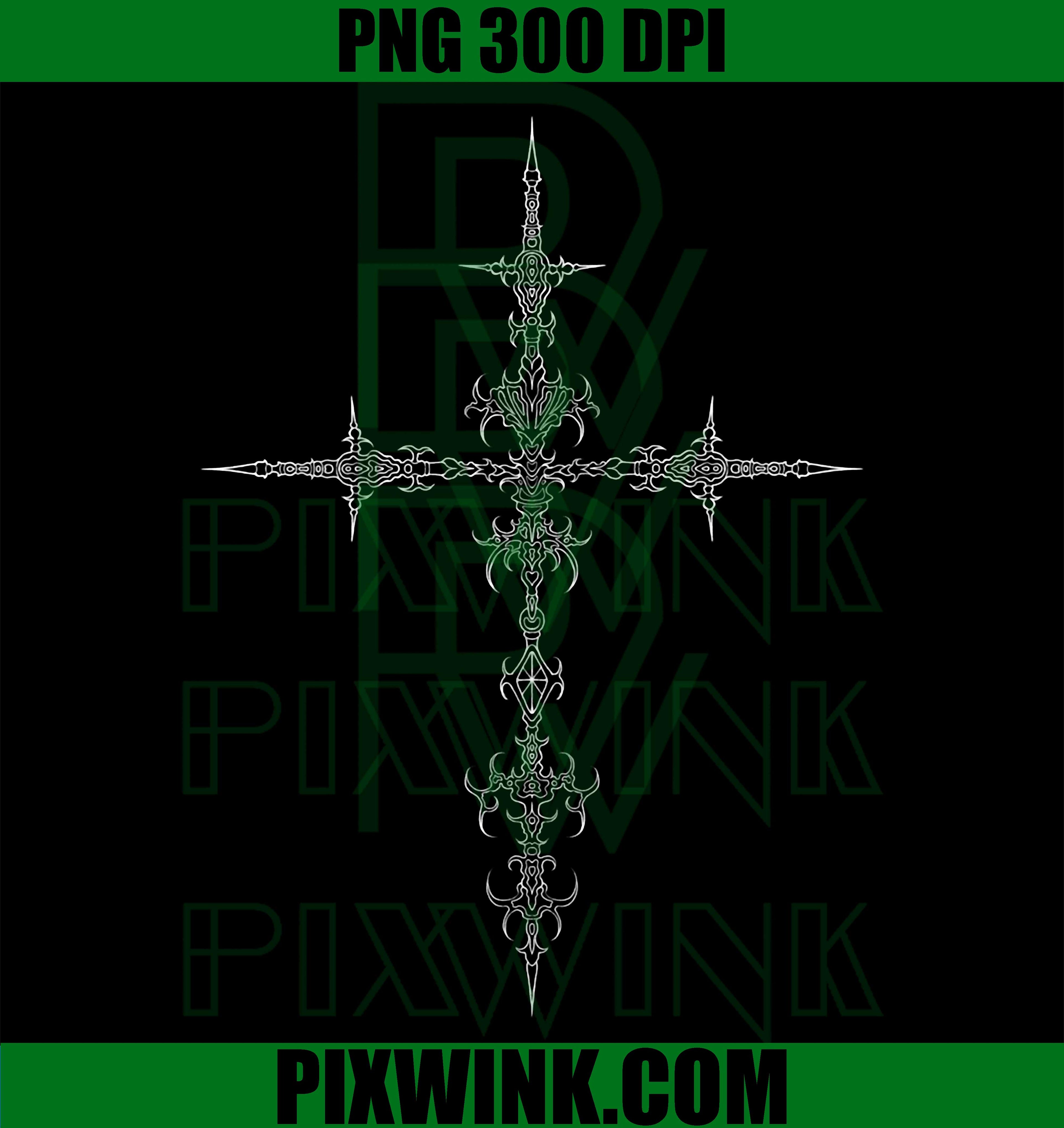 Mall Goth Cross PNG, Grunge Gothic Thorns PNG