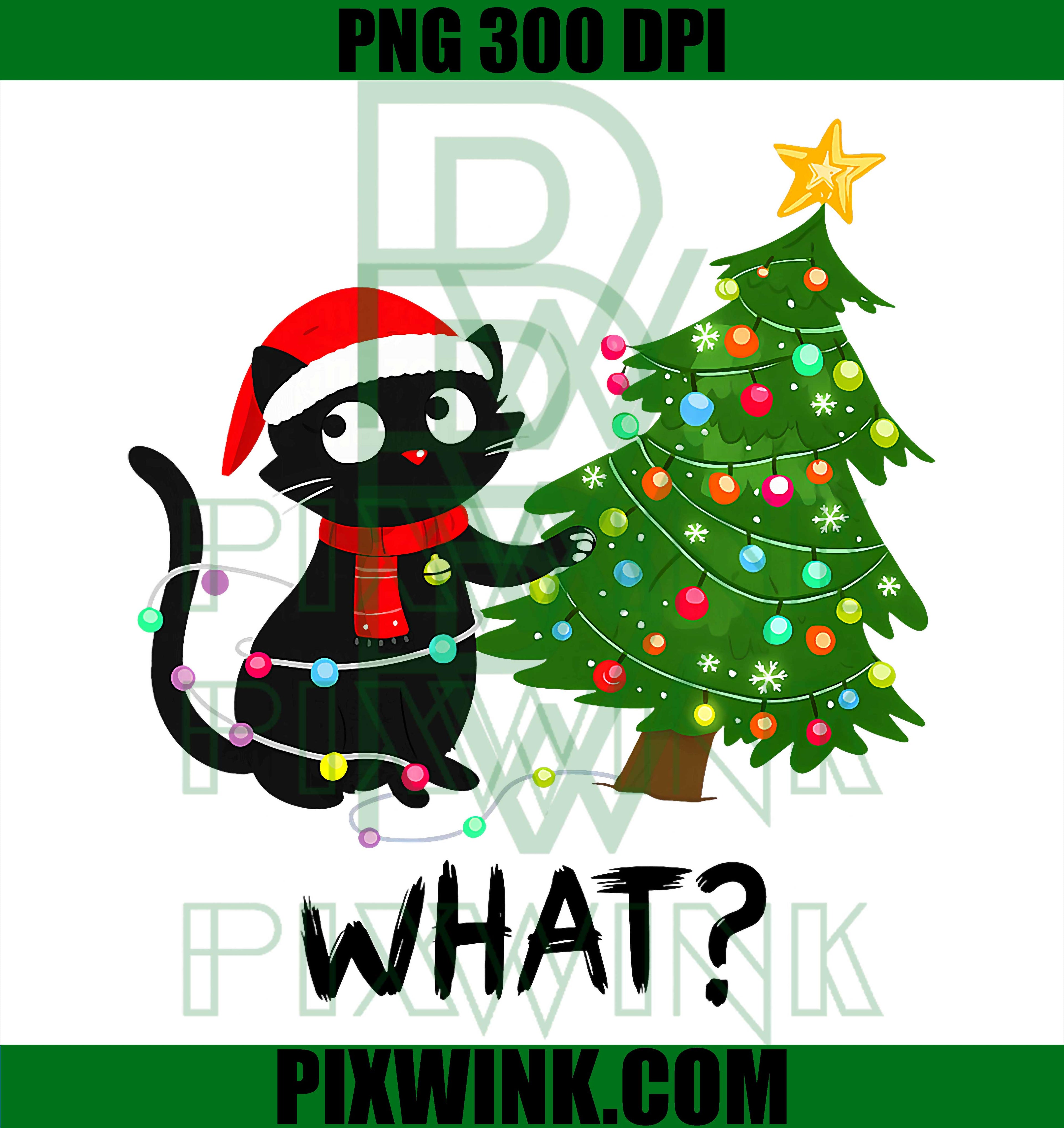 Funny Black Cat What Christmas Tree Funny Cat Lover PNG