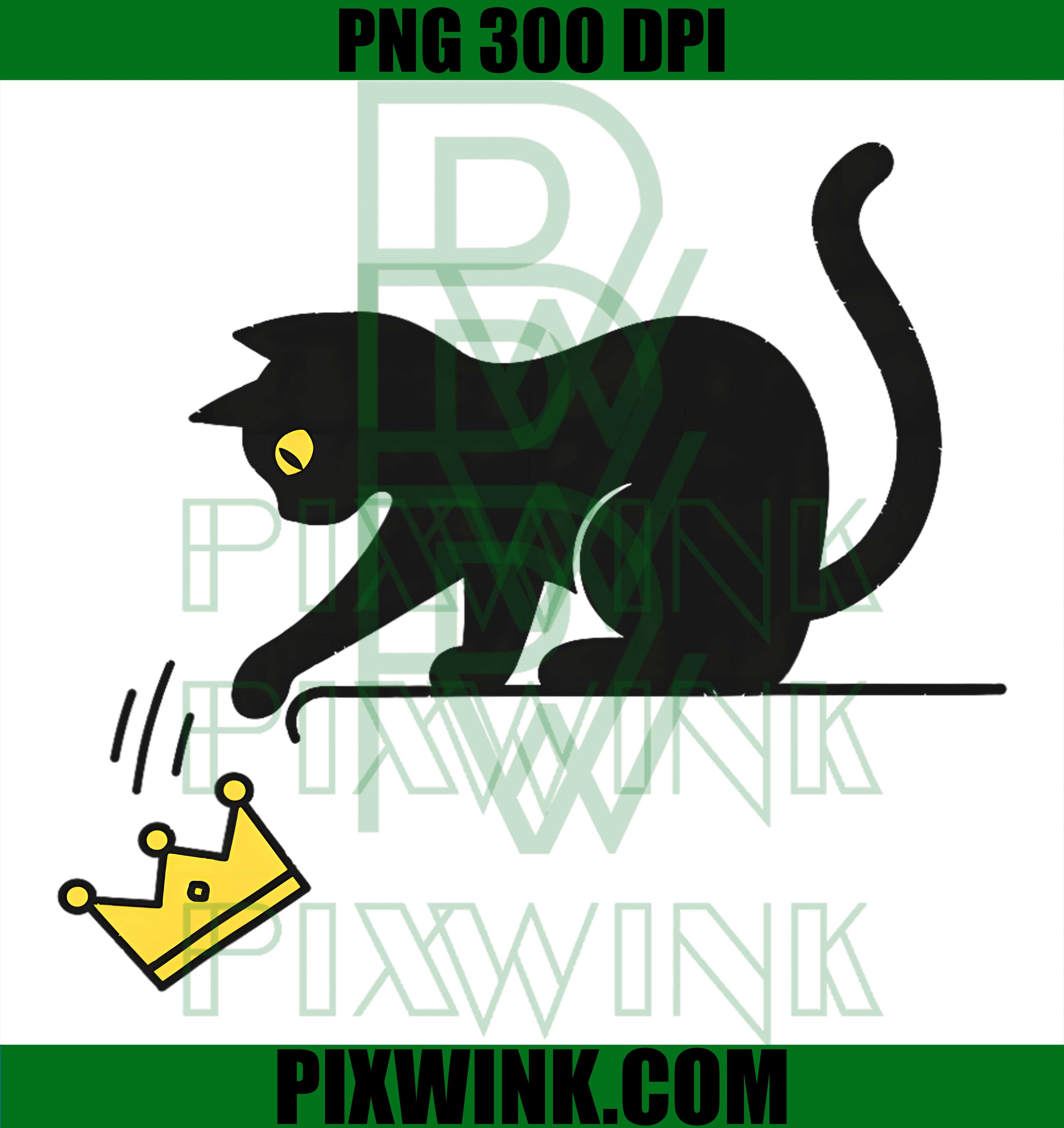 No Kings Black Cat Kicking Crown PNG, Funny Anti Royalty Graphic PNG