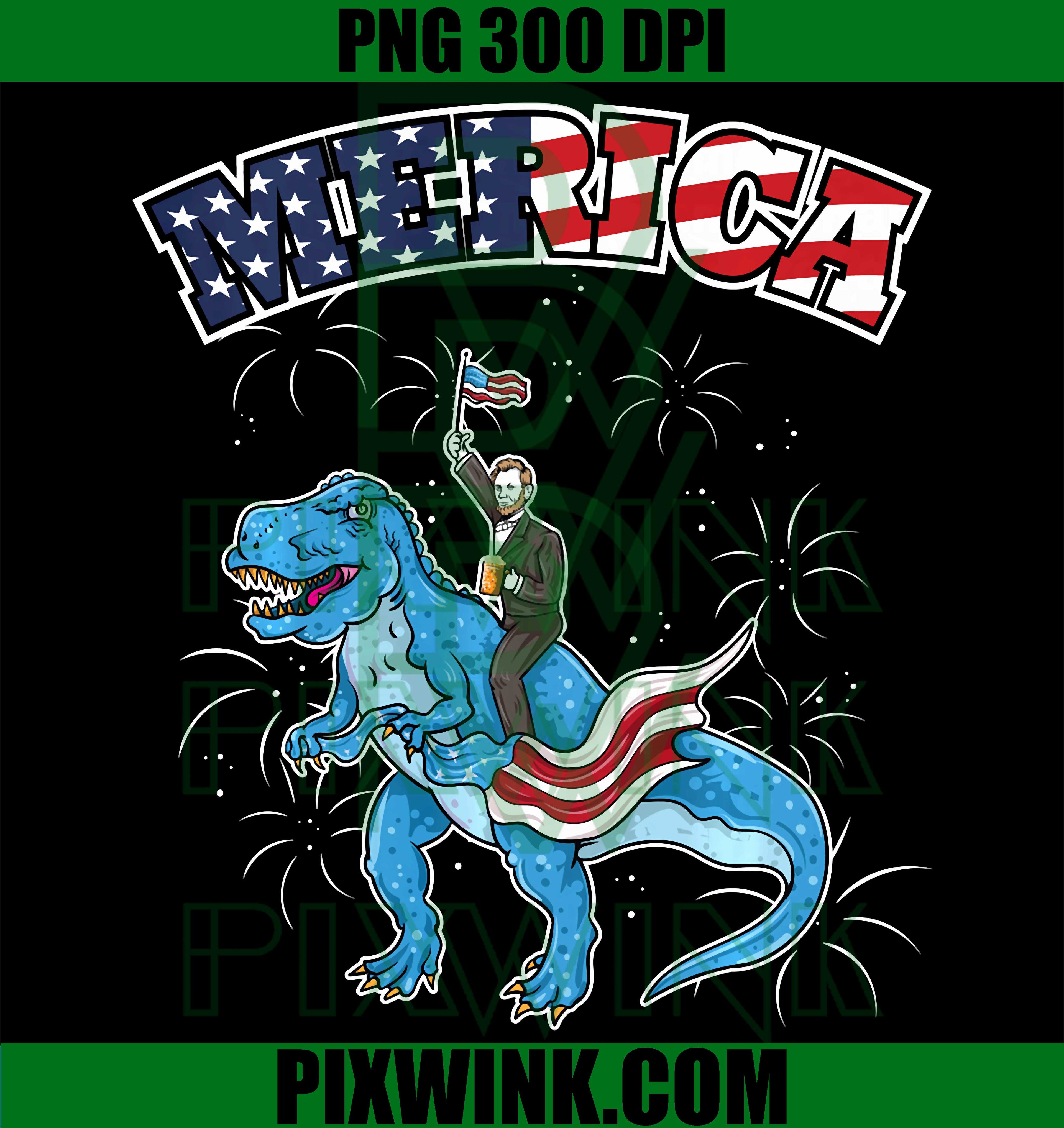 Abraham Lincoln T-Rex PNG, 4th of July Funny Dinosaur Meme PNG