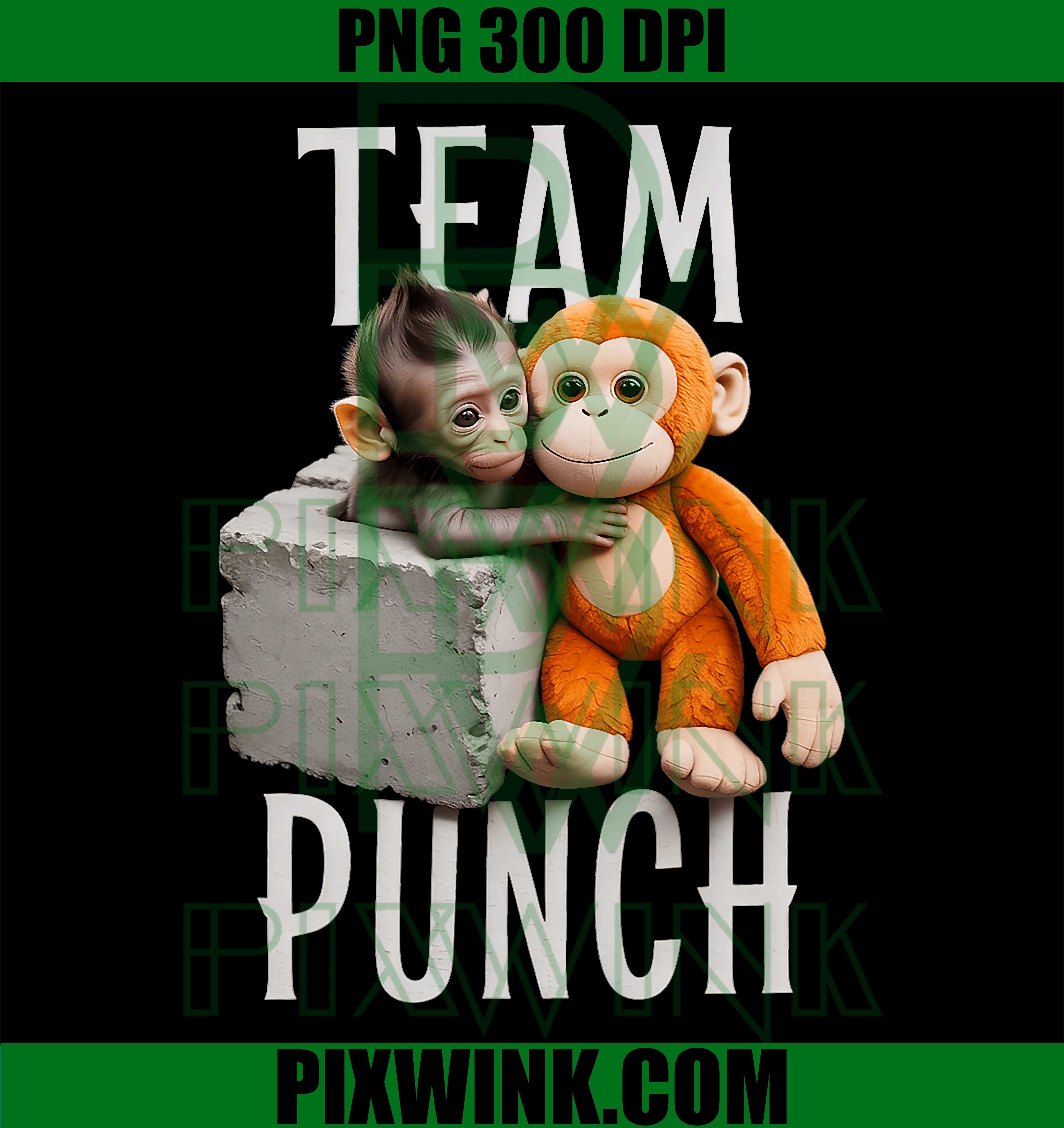 Team Punch Baby Monkey PNG, Cute Funny Animal Graphic Design PNG