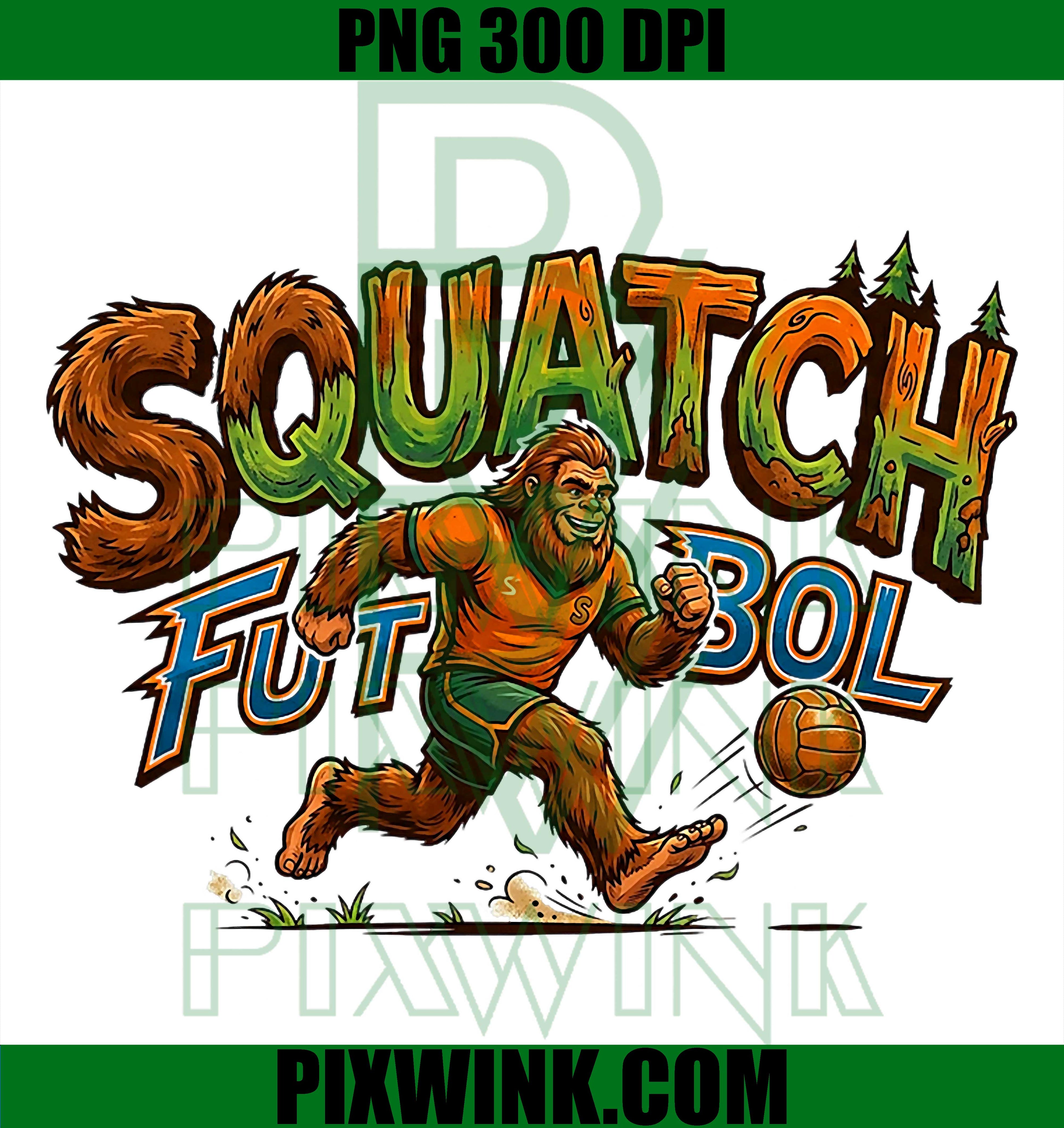 Squatch Futbol PNG, Bigfoot Soccer Meme Design PNG