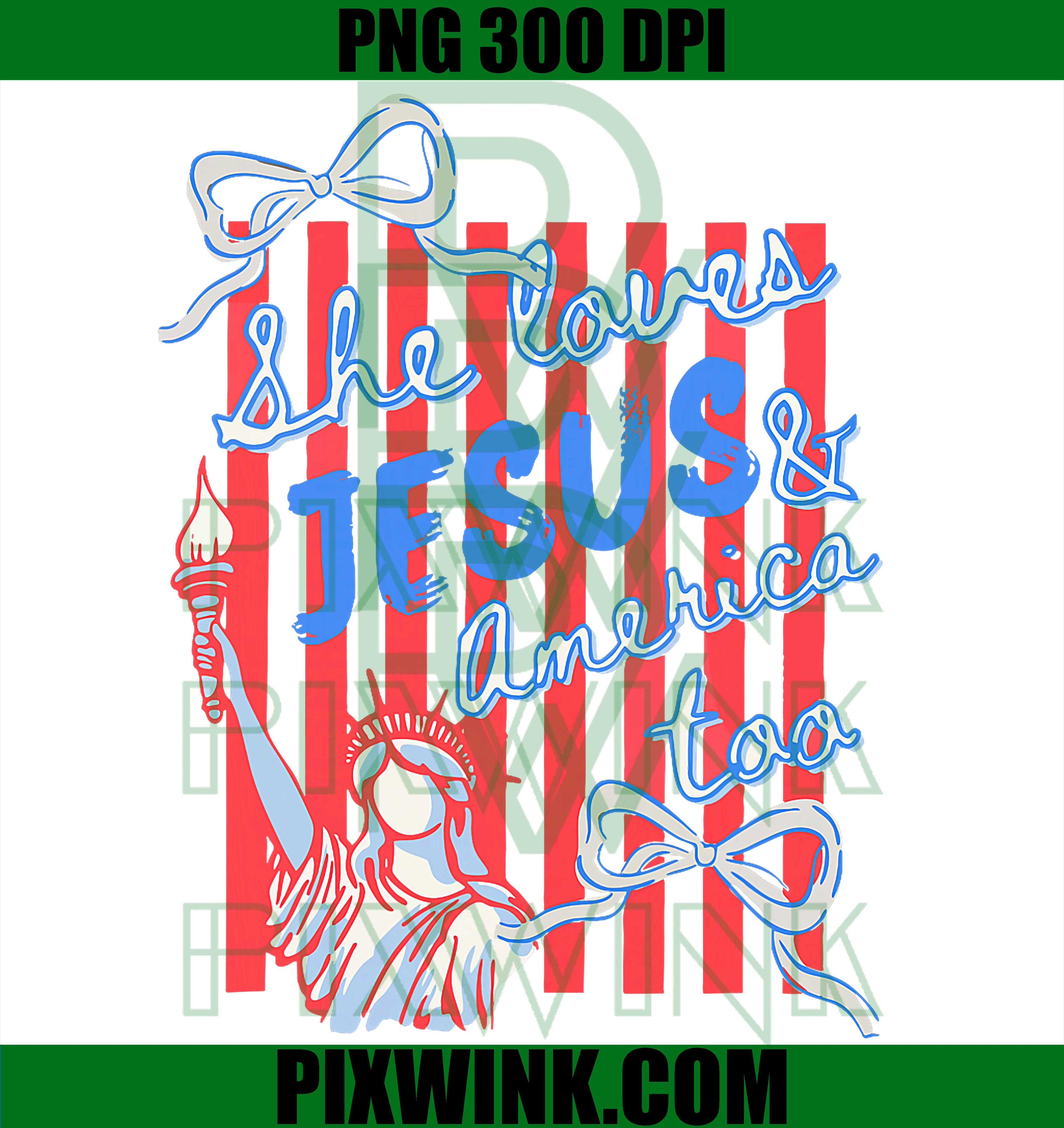 She Loves Jesus And America PNG, Christian 4th Of July Stripes PNG