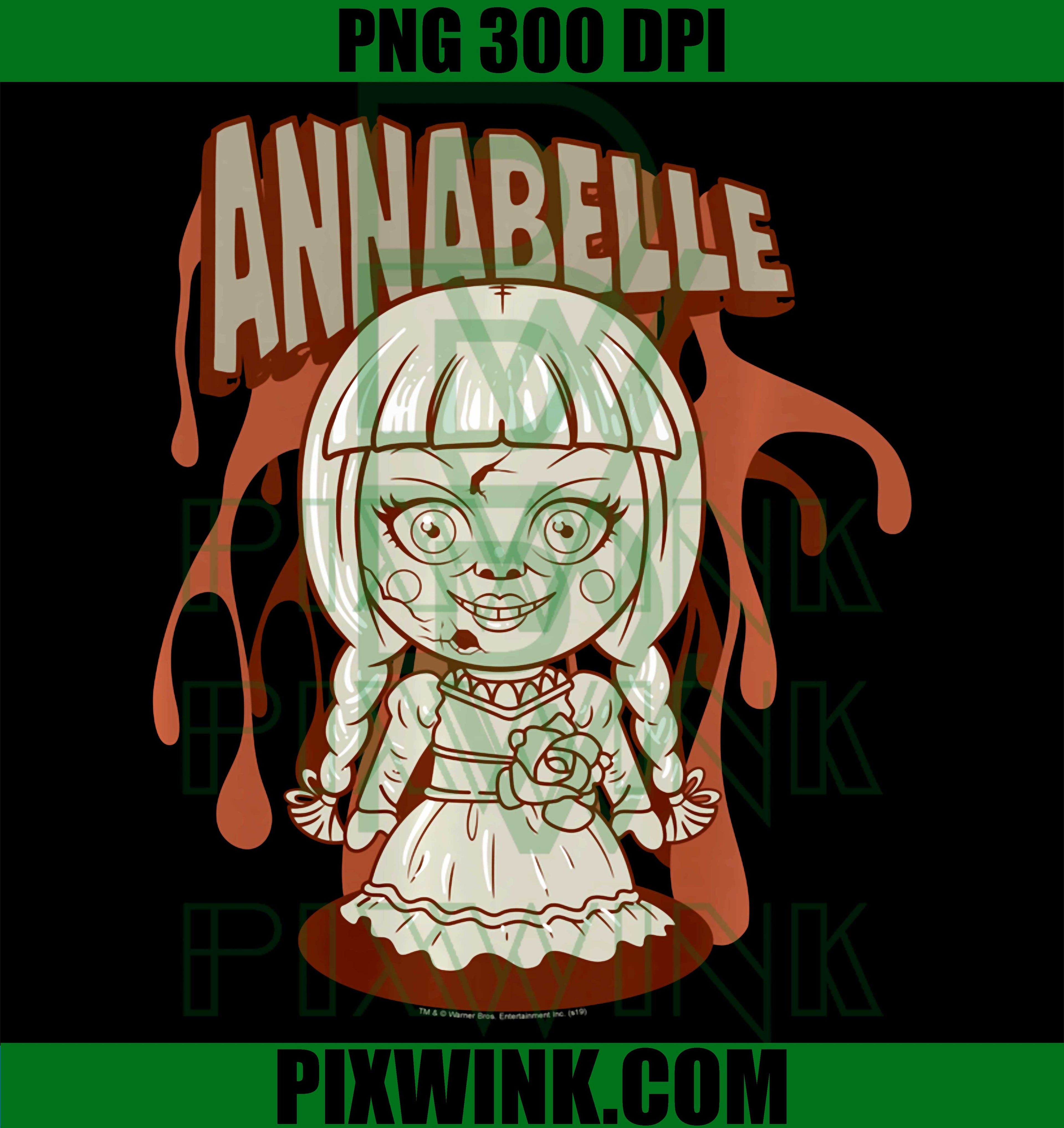Annabelle Cute Character PNG, Horror Doll Cute Chibi PNG