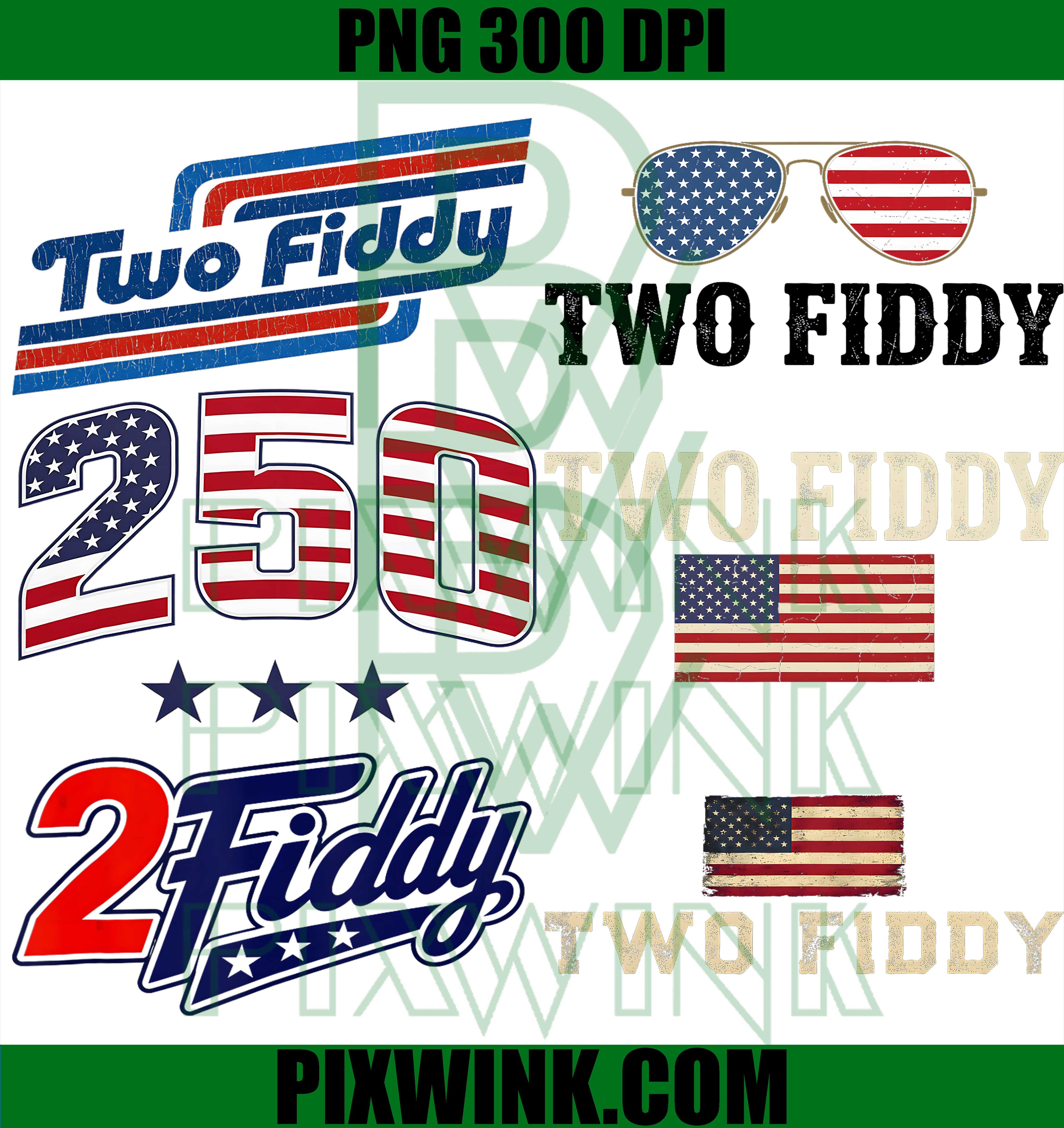 Two Fiddy Bundle PNG, America 250 PNG, Patriotic USA Flag PNG