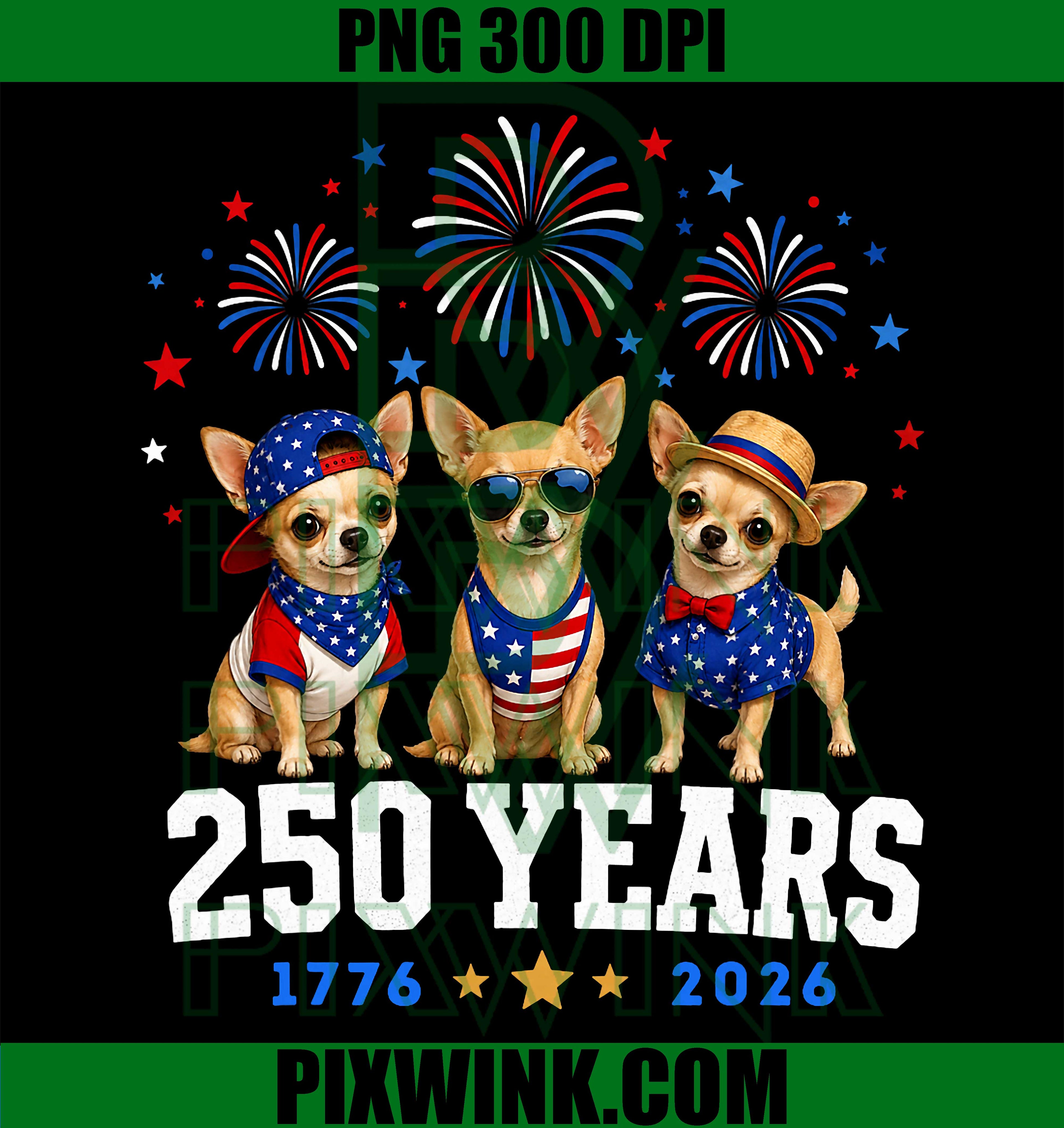Chihuahua 250 Anniversary USA PNG, 250th Chihuahua 4th Of July Graphic PNG