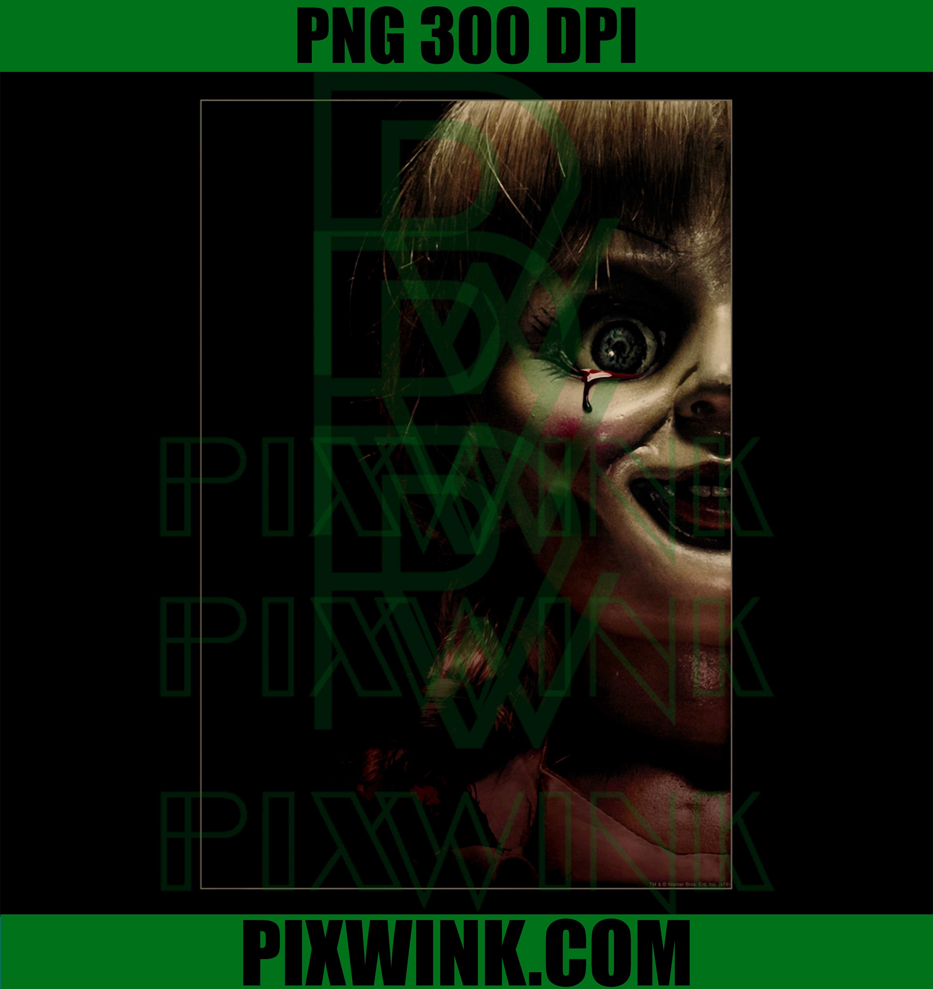 Annabelle Doll Tear PNG, Horror Chibi Doll PNG