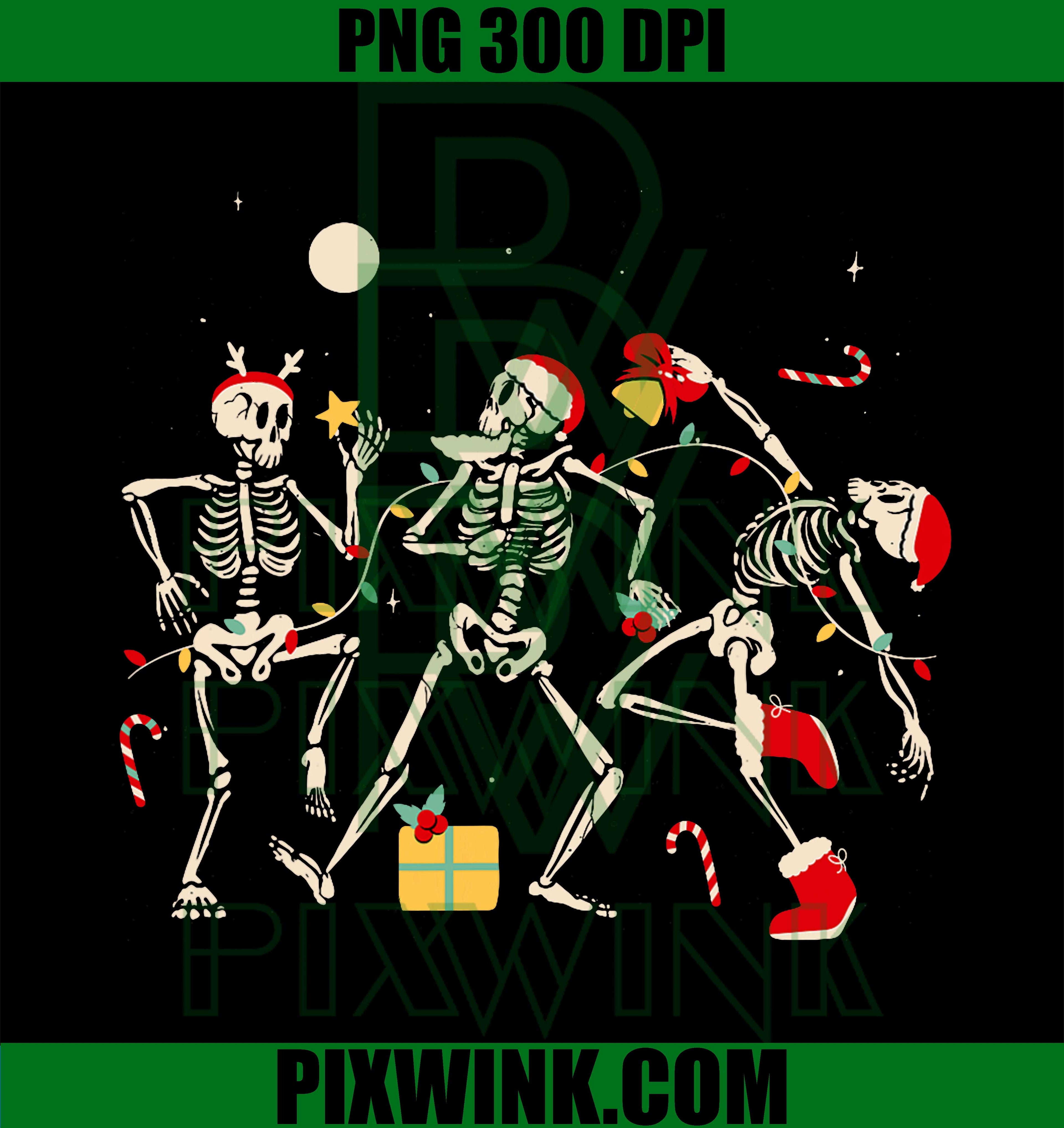 Funny Christmas Dancing Skeletons PNG