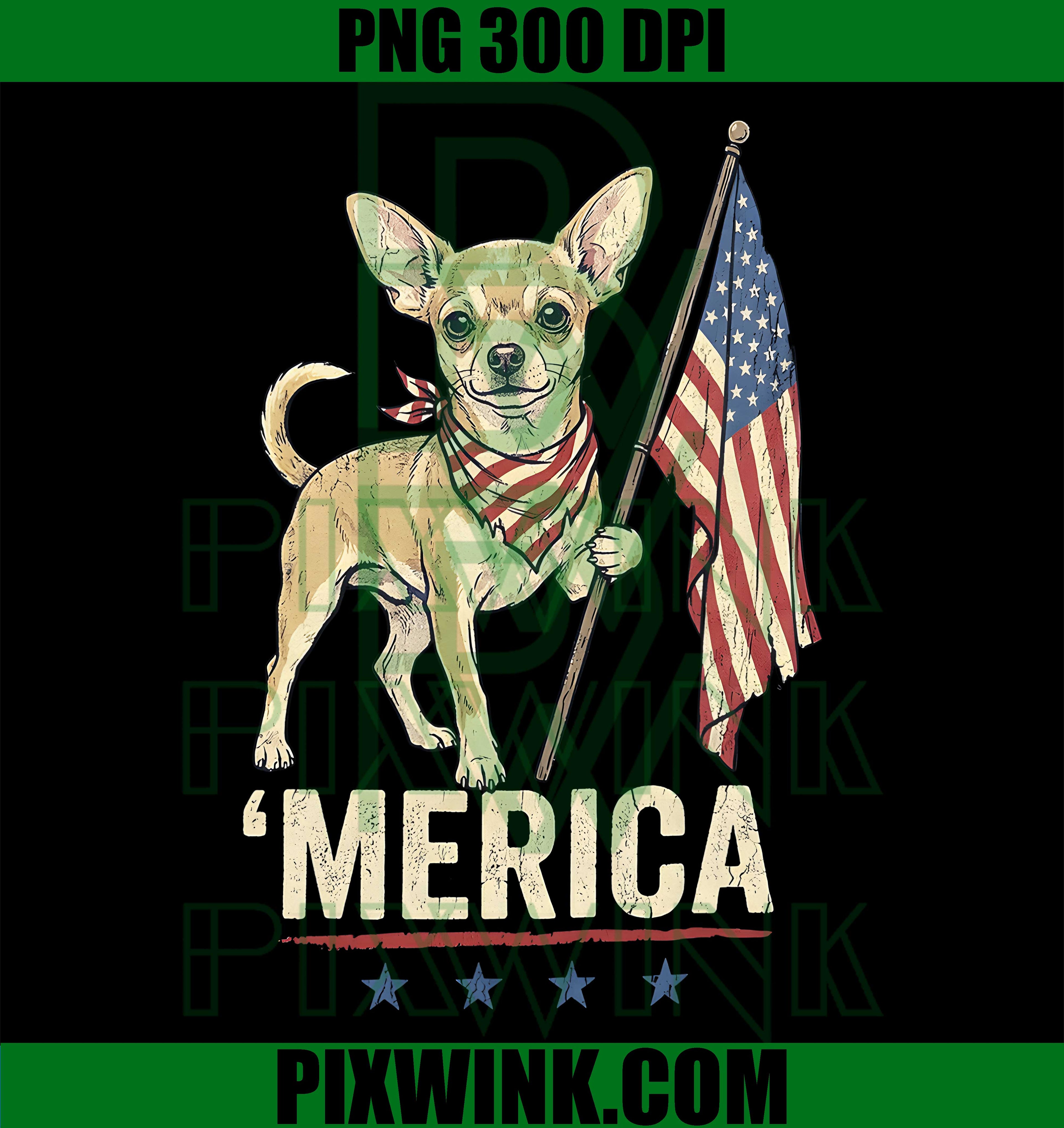 Merica Chihuahua PNG, American Flag Dog PNG, 4th July Patriotic PNG